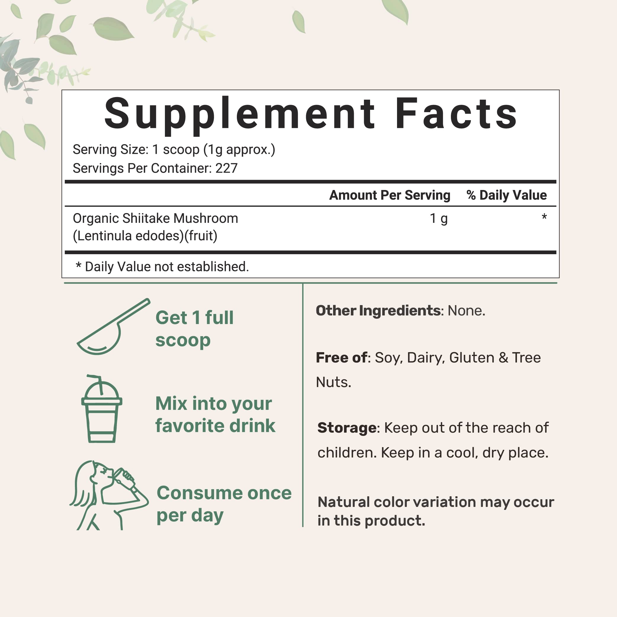 Sustainably US Grown, Organic Shiitake Mushrooms Powder, 8 Ounce Micro IngredientsAu supplements