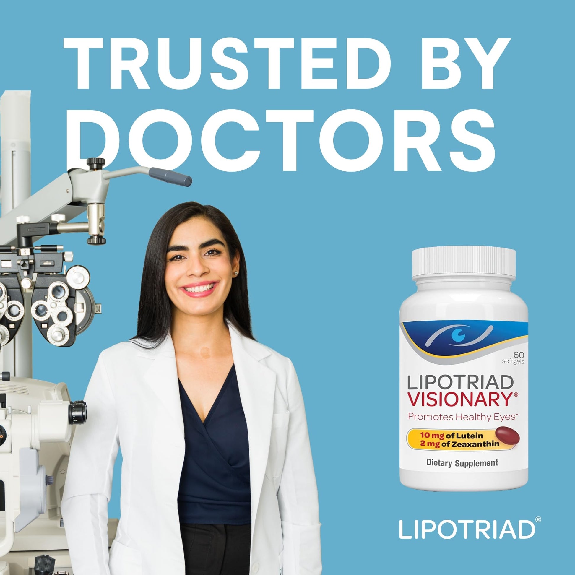Lipotriad Visionary Eye Vitamins – 60 Capsules – Lutein and Zeaxanthin Supplements with Other AREDS 2® Ingredients to Support Eye Health LipotriadAu supplements