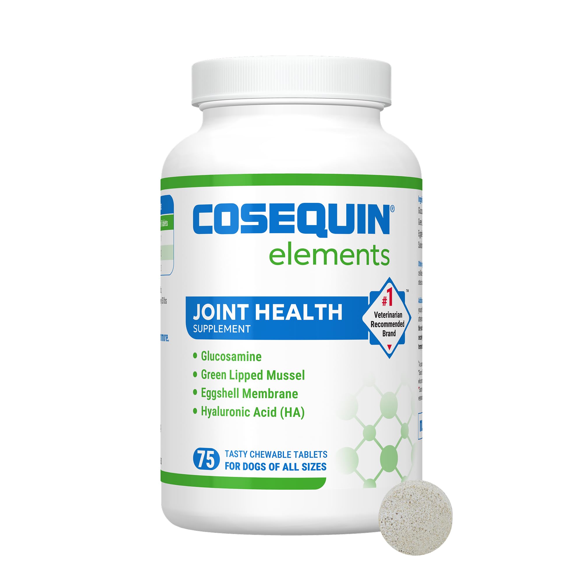 Nutramax Cosequin Elements Dog Joint Health Supplement with Glucosamine, Green Lipped Mussel, Omega-3s, Eggshell Membrane, Hyaluronic Acid, & Postbiotics, 75 Tasty Chewable Tablets for Dogs Nutramax LaboratoriesAu supplements
