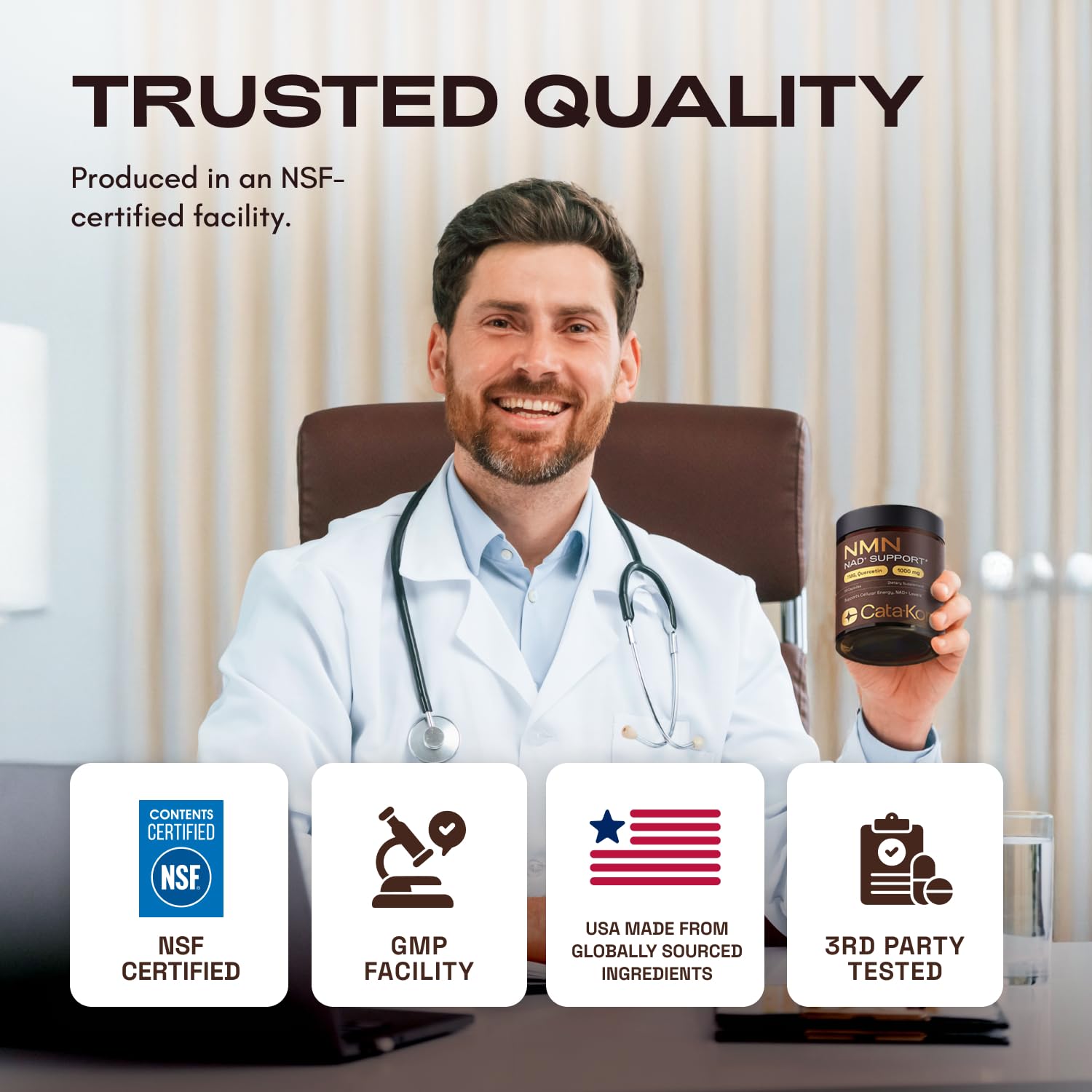 Cata-Kor NMN Supplement – 4-in-1 NAD Supplement with Quercetin | TMG | Resveratrol – NMNH Alternative – Supports Cellular Energy & NAD+ Levels – 60 Capsules – Third-Party Tested (1 Pack) Cata-KorAu supplements