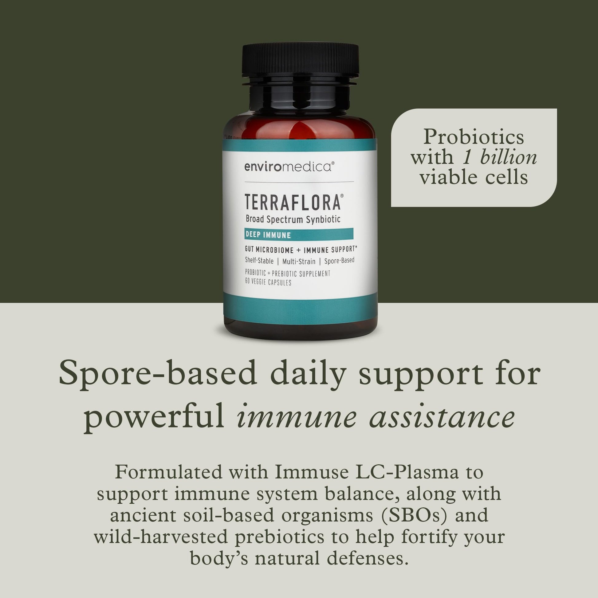 Terraflora Deep Immune Synbiotic- SBO Probiotic and Prebiotic, Immune Support, Gut Health, Soil Based Spore Pre and Probiotics for Women and Men, LC-Plasma, Bacillus Coagulans, Subtilis, 60 Capsules EnviromedicaAu supplements