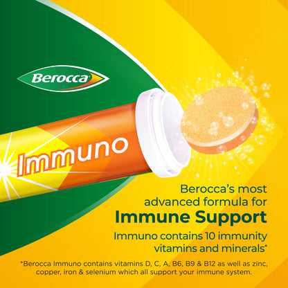 Berocca Immuno Effervescent Tablets, 11 Vitamins and Minerals, Including Vitamins D, C BeroccaUS supplements