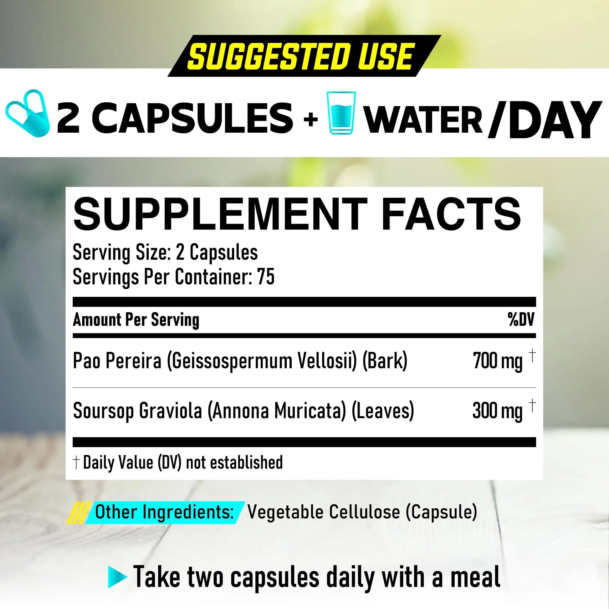 DEDICAD Pao Pereira Bark Extract and Graviola Soursop - 150 Capsules Supply DEDICADnz supplements