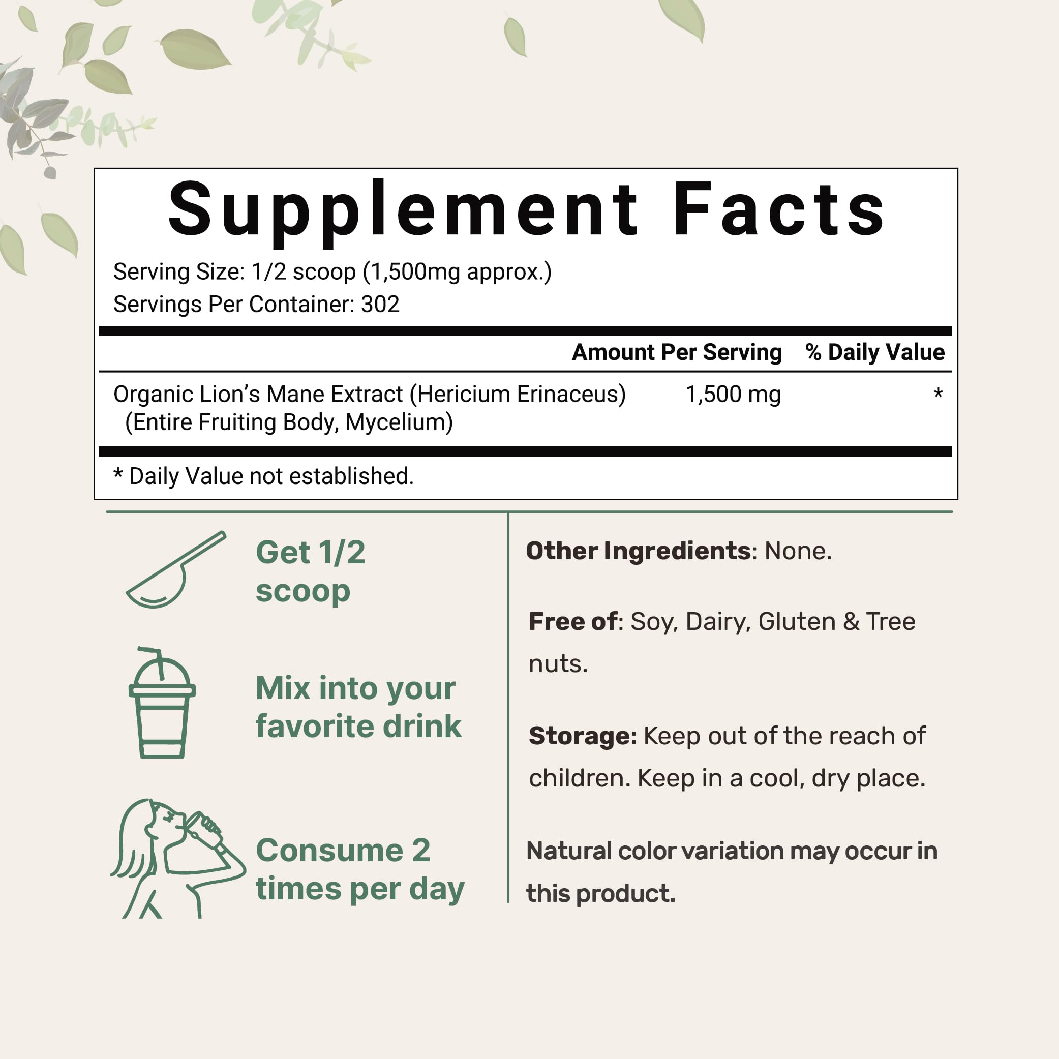 Micro Ingredients Organic Lions Mane Mushroom Supplement Powder 16 Ounce Micro IngredientsAu supplements