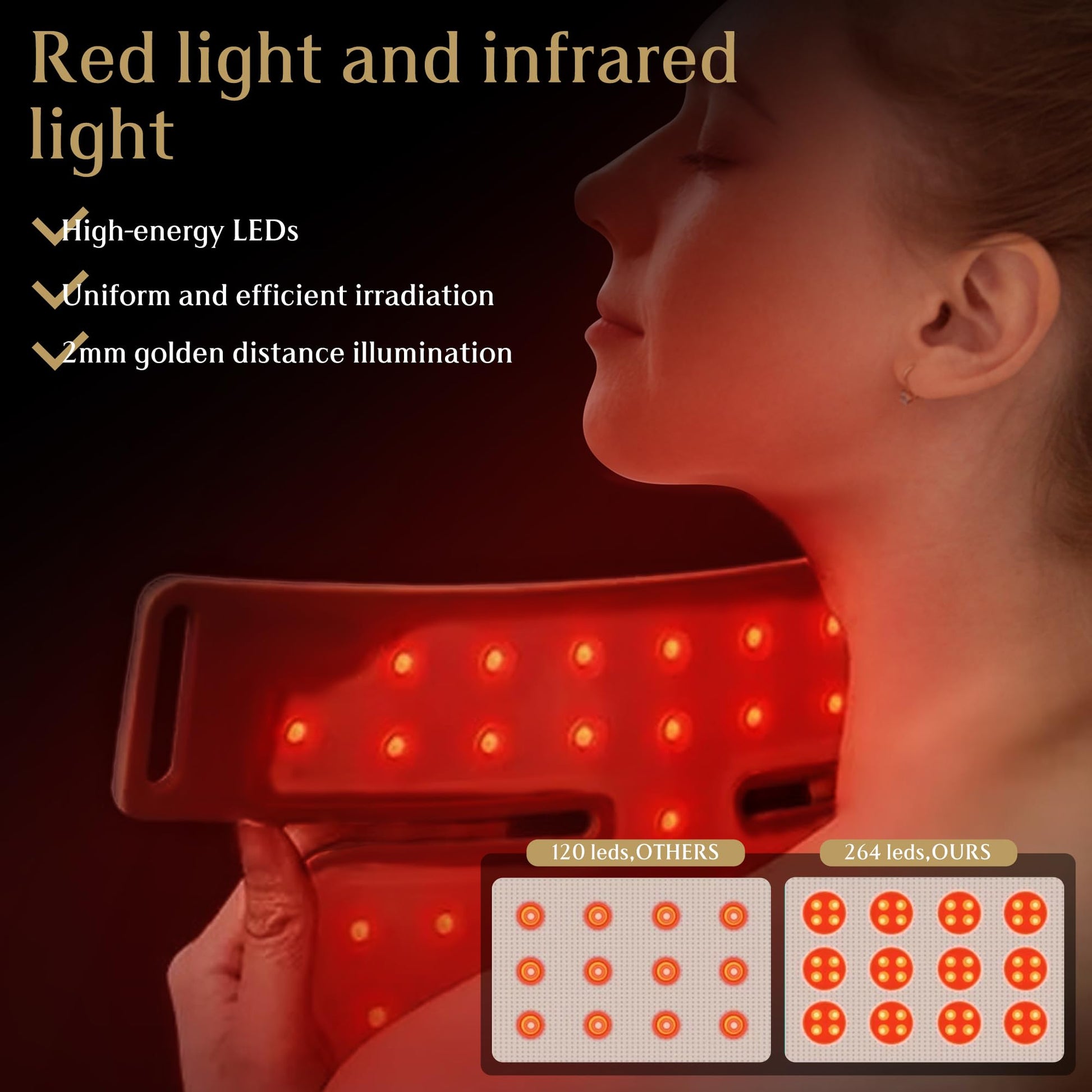 Upgraded Red Light Therapy Mask for Neck & Décolleté, 850 nm Wireless Infrared Light Therapy Suitable BUBLOCAu supplements