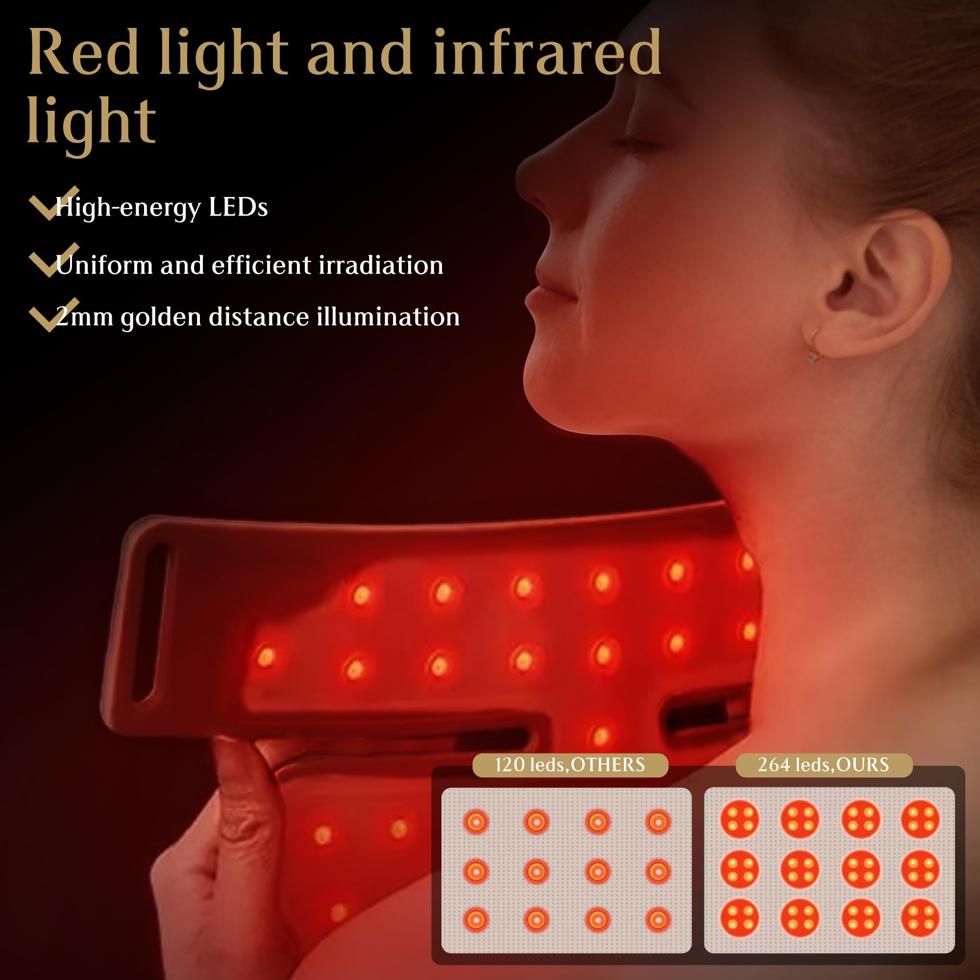 Upgraded Red Light Therapy Mask for Neck & Décolleté, 850 nm Wireless Infrared Light Therapy Suitable BUBLOCAu supplements
