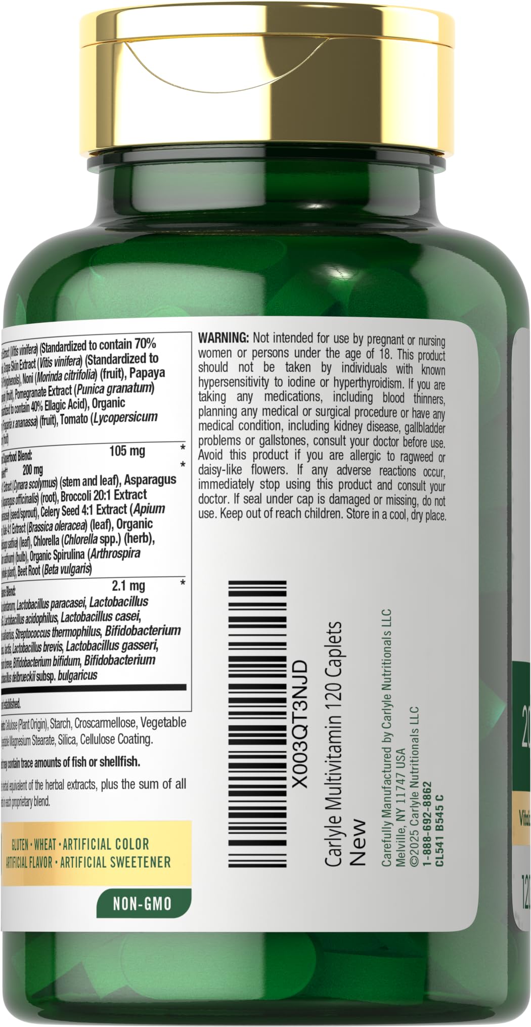 Carlyle Fruits and Veggies Supplement | 120 Count | Superfood Multivitamin with Probiotics | Made with 20 Fruits and Vegetables | Non-GMO & Gluten Free CarlyleAu supplements