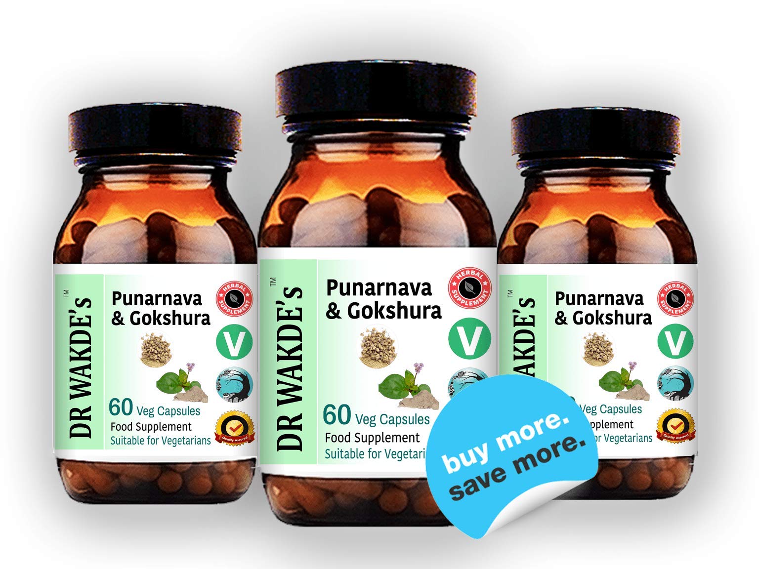 DR WAKDE's Punarnava & Gokshura Capsules (60 Veg Caps, Promotes Healthy Urinary Flush, Ayurvedic Supplement, Vegan, Herbal, All Natural, Made in UK) DR WAKDE'sAu supplements