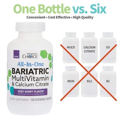 Bariatric Choice All-in-One Chewable Bariatric MultiVitamin with Iron & Calcium Citrate, Very Berry (120ct) Bariatric ChoiceUS supplements