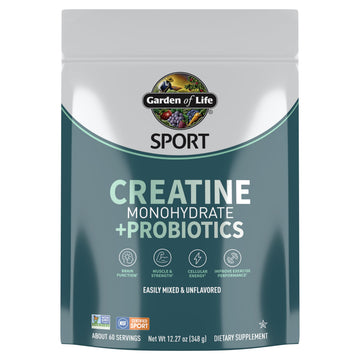 Creatine Monohydrate Powder for Women and Men by Garden of Life, Micronized Pre Workout with Probiotics for Muscle, Strength, Performance, Sport Amino Energy,