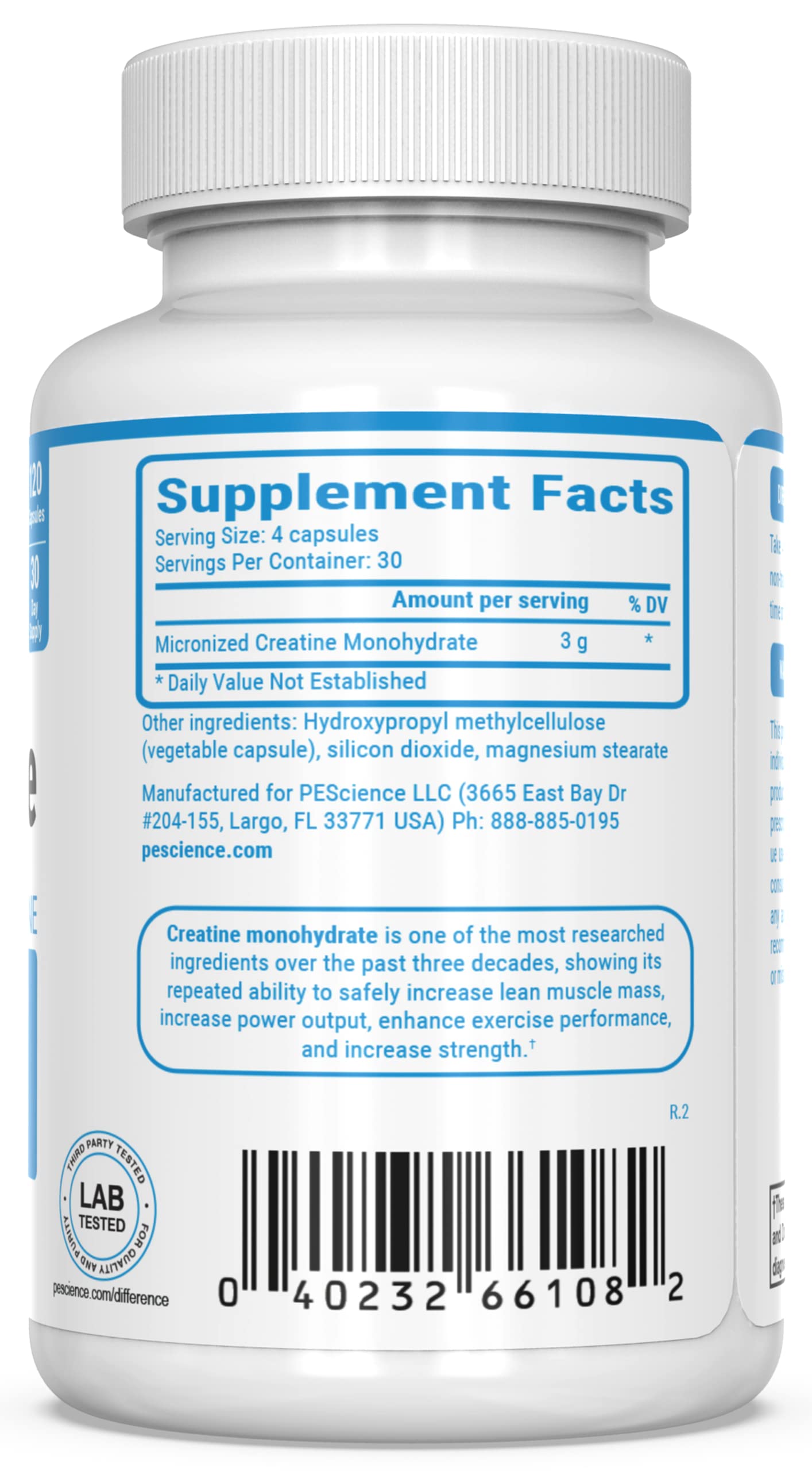 PEScience TruCreatine Creatine Pills, Easy-to-Take Creapure Creatine Capsules, Monohydrate, for Men & Women, Supports Muscle Growth, Strength & Recovery, Cognition, 3g Per Serving, 120 Capsules PEScienceAu supplements