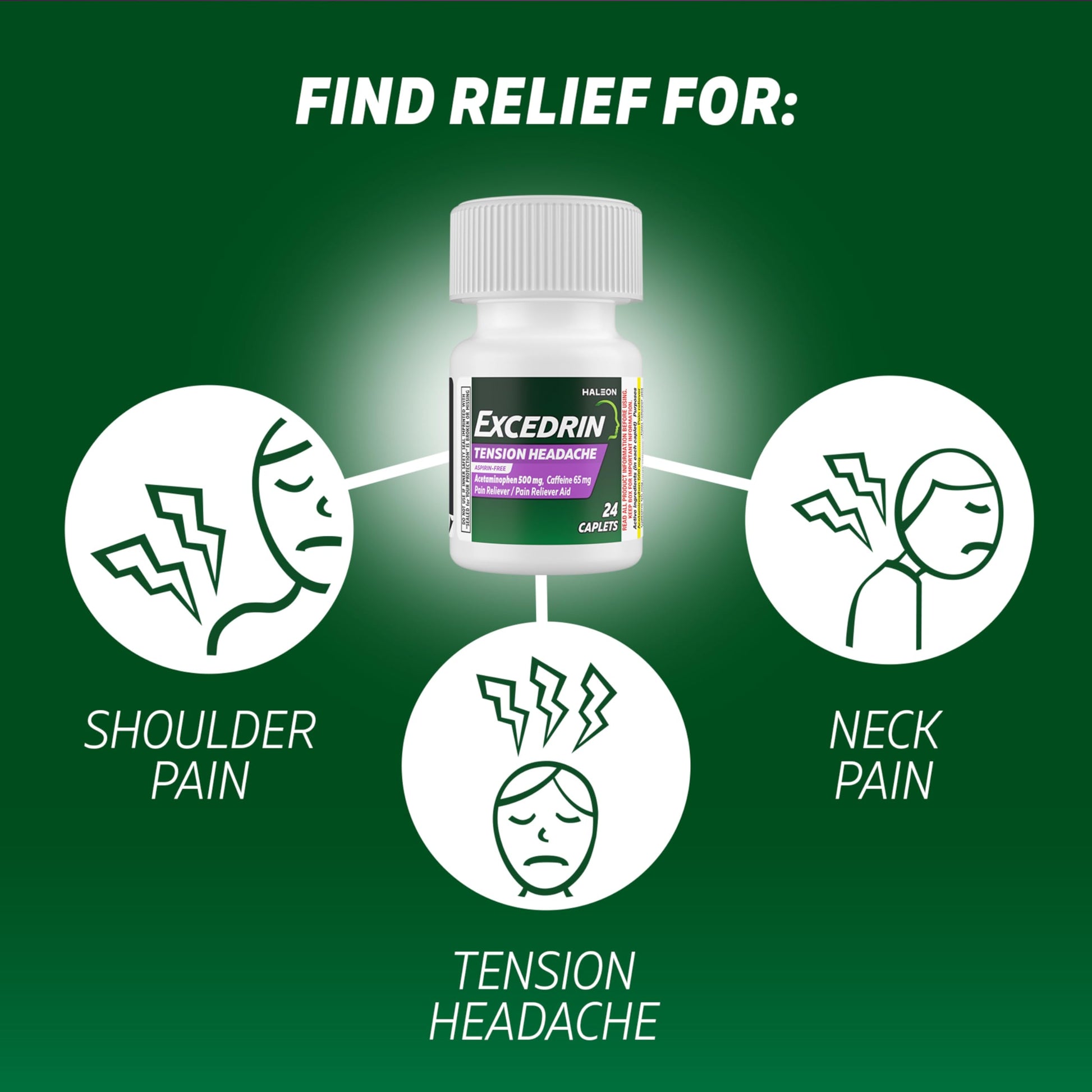 Excedrin Tension Headache Relief Caplets Without Aspirin for Head, Neck and Shoulder Pain Relief - 100 Count ExcedrinAu supplements