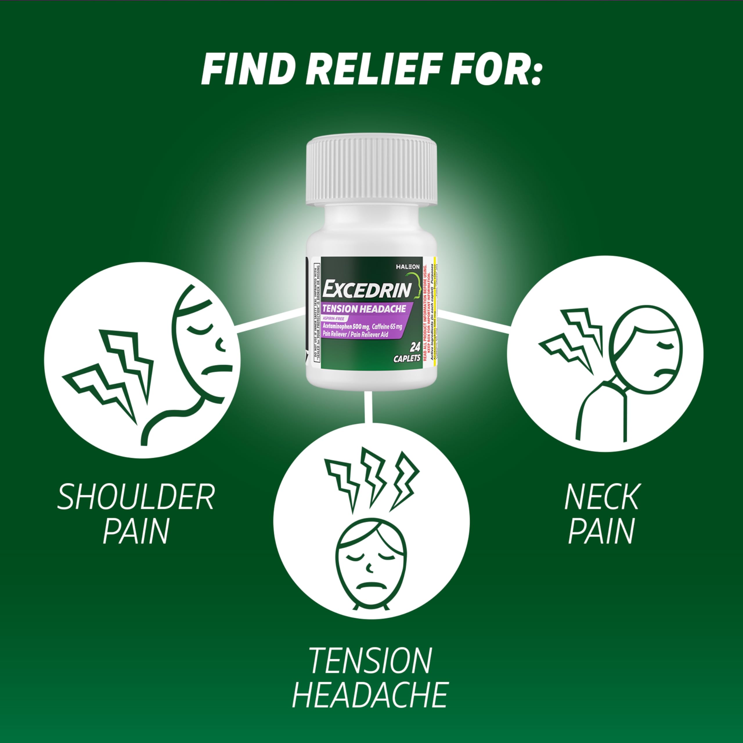 Excedrin Tension Headache Relief Caplets Without Aspirin for Head, Neck and Shoulder Pain Relief - 100 Count ExcedrinAu supplements