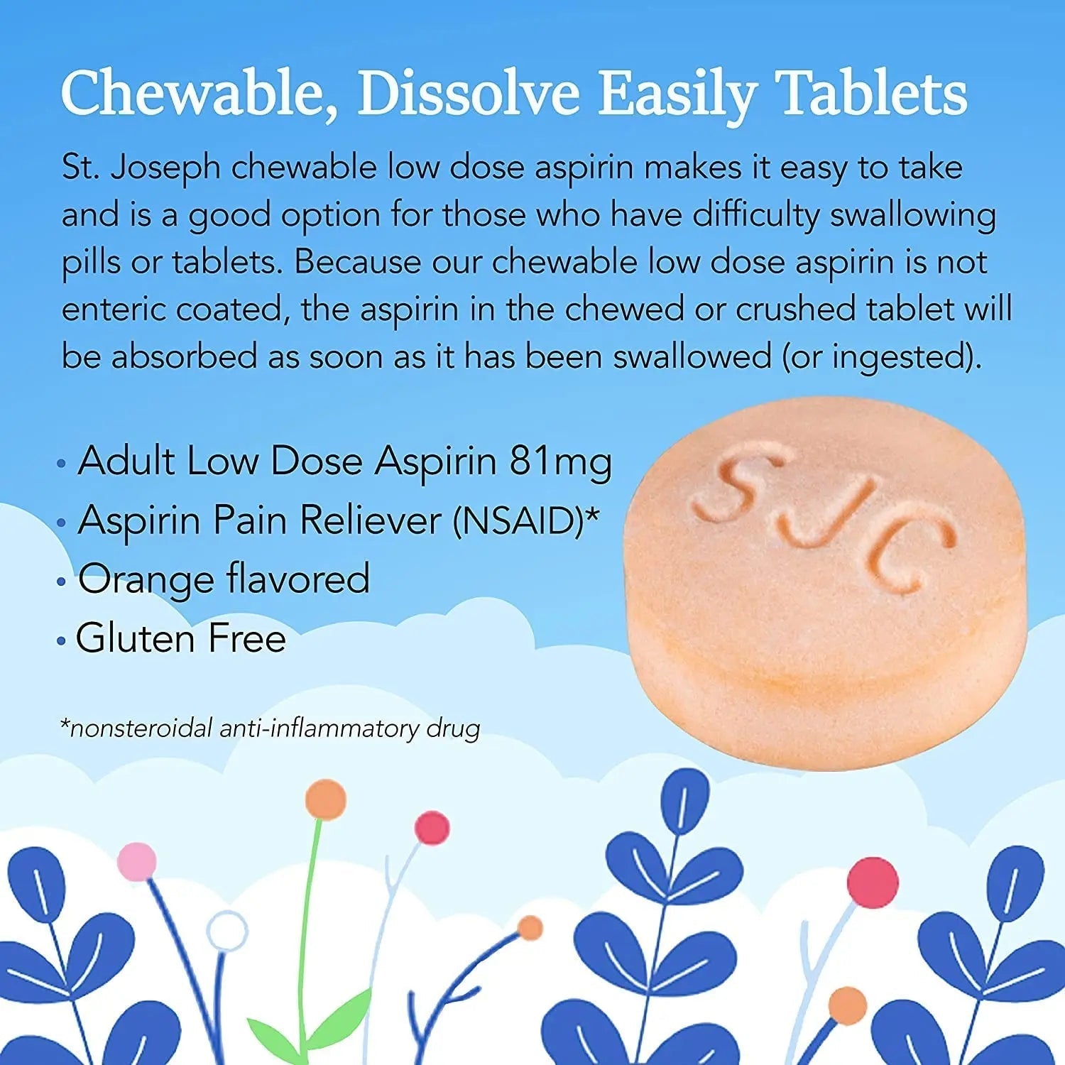 St. Joseph St. Joseph Aspirin Chewable Orange, Orange 36 tabs 81 mg(Pack of 3) St. JosephAu supplements