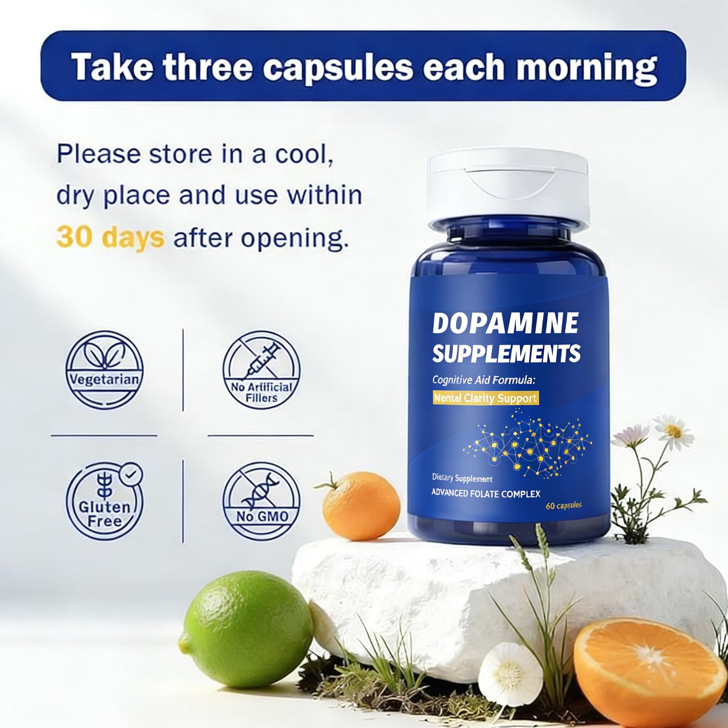 Dopamine Brain Supplement with L-Tyrosine 650mg | Cognitive Function, Focus & Mood Support | Neurotransmitter & Mental Energy Booster | 60 Capsules FW ZONEAu supplements