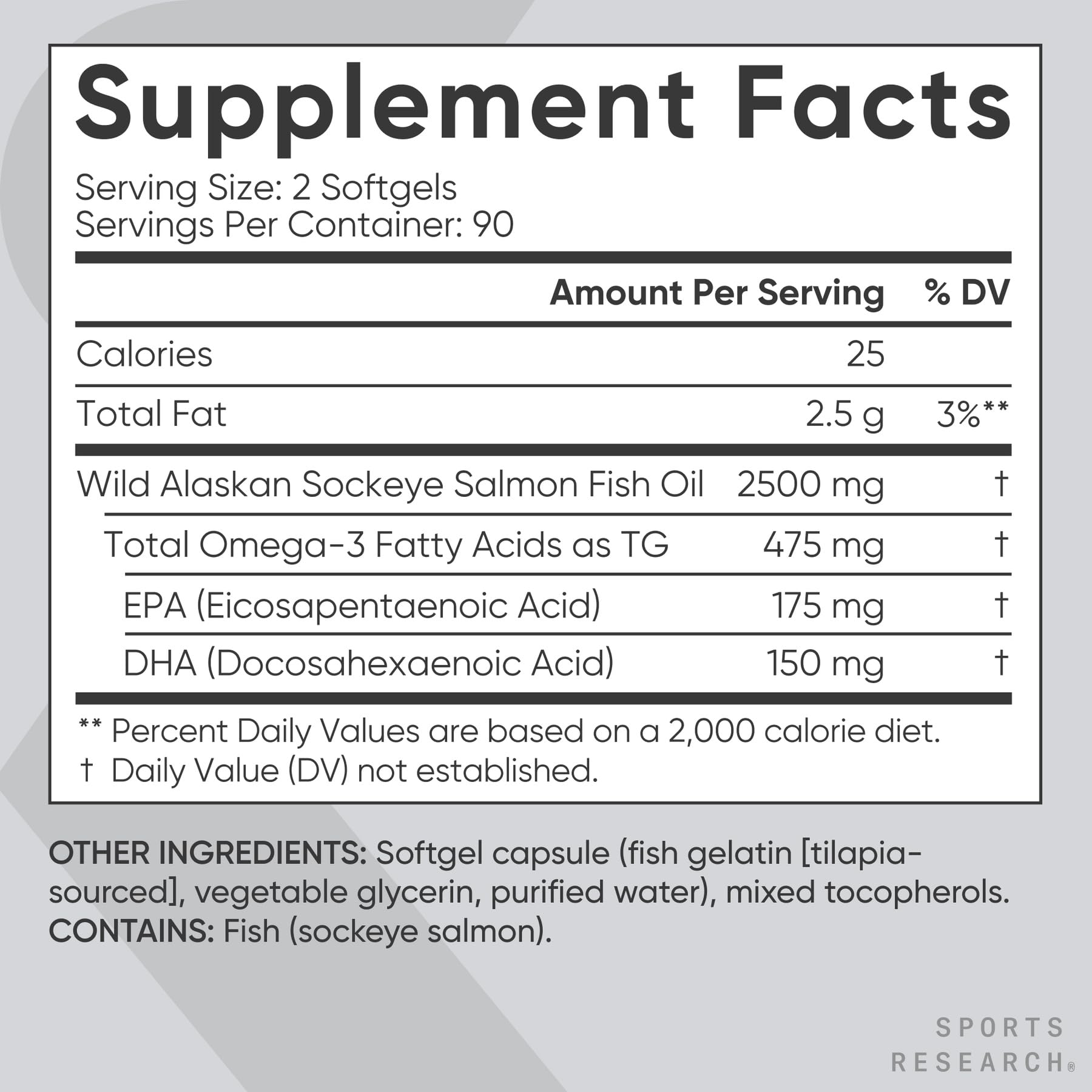 Sports Research® Salmon Oil - Single-Source Wild Alaskan Sockeye | 2500 mg per Serving w/EPA & DHA Fatty Acids | MSC Certified - 180 Count Softgels Sports ResearchAu supplements