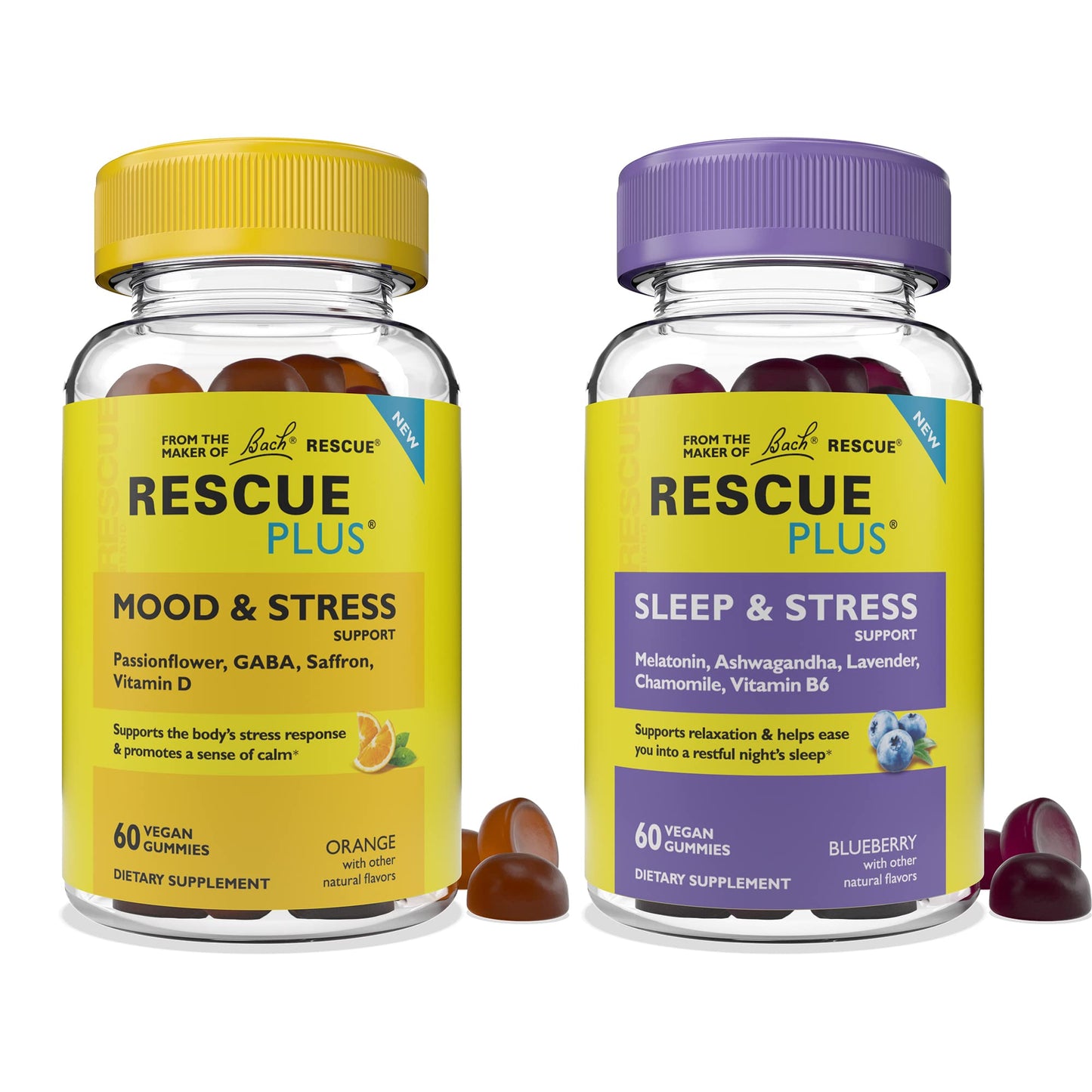 Bach RESCUE Plus Gummy Day & Night Bundle 2 x 60 Count RESCUEUS supplements