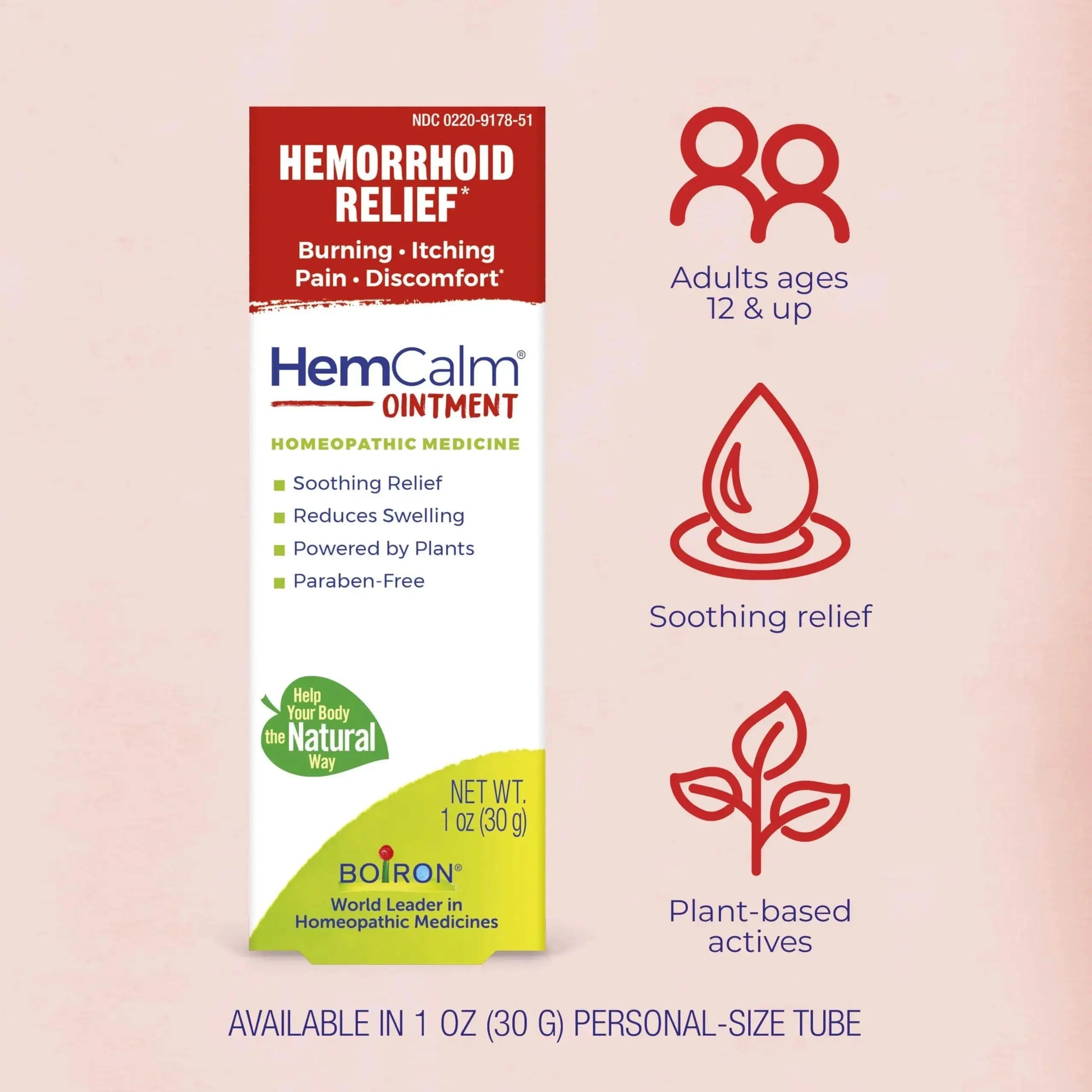 Boiron HemCalm Ointment for Hemorrhoid Relief of Pain, Itching, Swelling or Discomfort - 1 oz BoironAu supplements