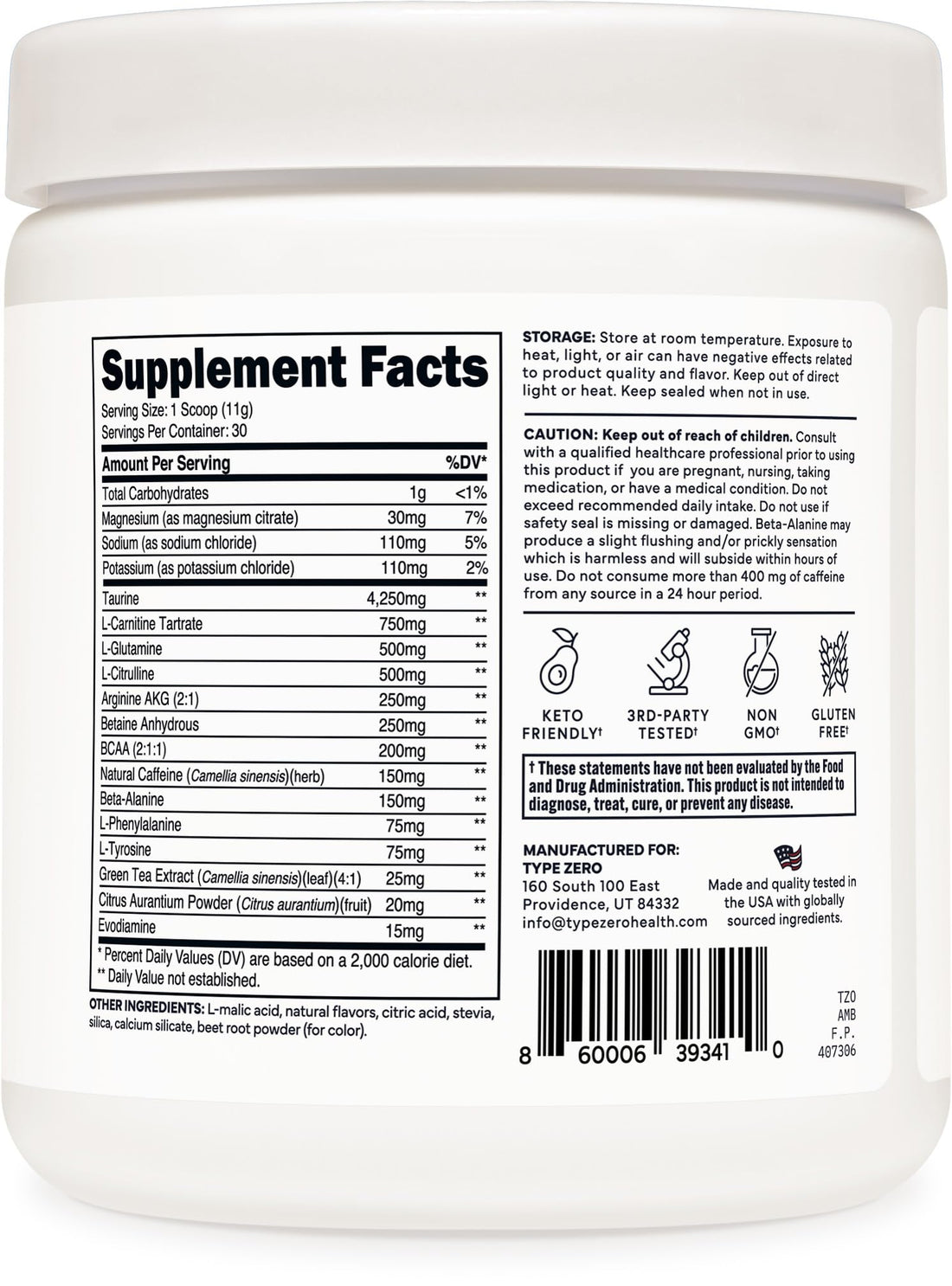 Type Zero AminoBurn (Watermelon Flavored) - Vegan Amino Acids BCAA Drink Sugar-Free Energy Drink Powder & Amino Acids Supplement - Natural Energy Type ZeroUS supplements
