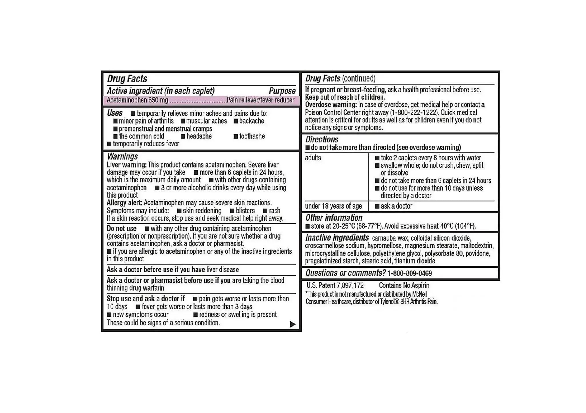 Compare to Tylenol Arthritis Pain Active Ingredient. - Member's Mark - Arthritis Pain Reliever, Extended Release, Acetaminophen 650 mg, 400 CapletsQ MEMBER´S MARKAu supplements