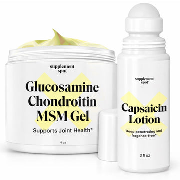 Supplement Spot Capsaicin Roll-On Cream 0.075% - Glucosamine Chondroitin MSM Gel with Bromelain – Joint & Muscle Care Bundle Supplement SpotAu supplements