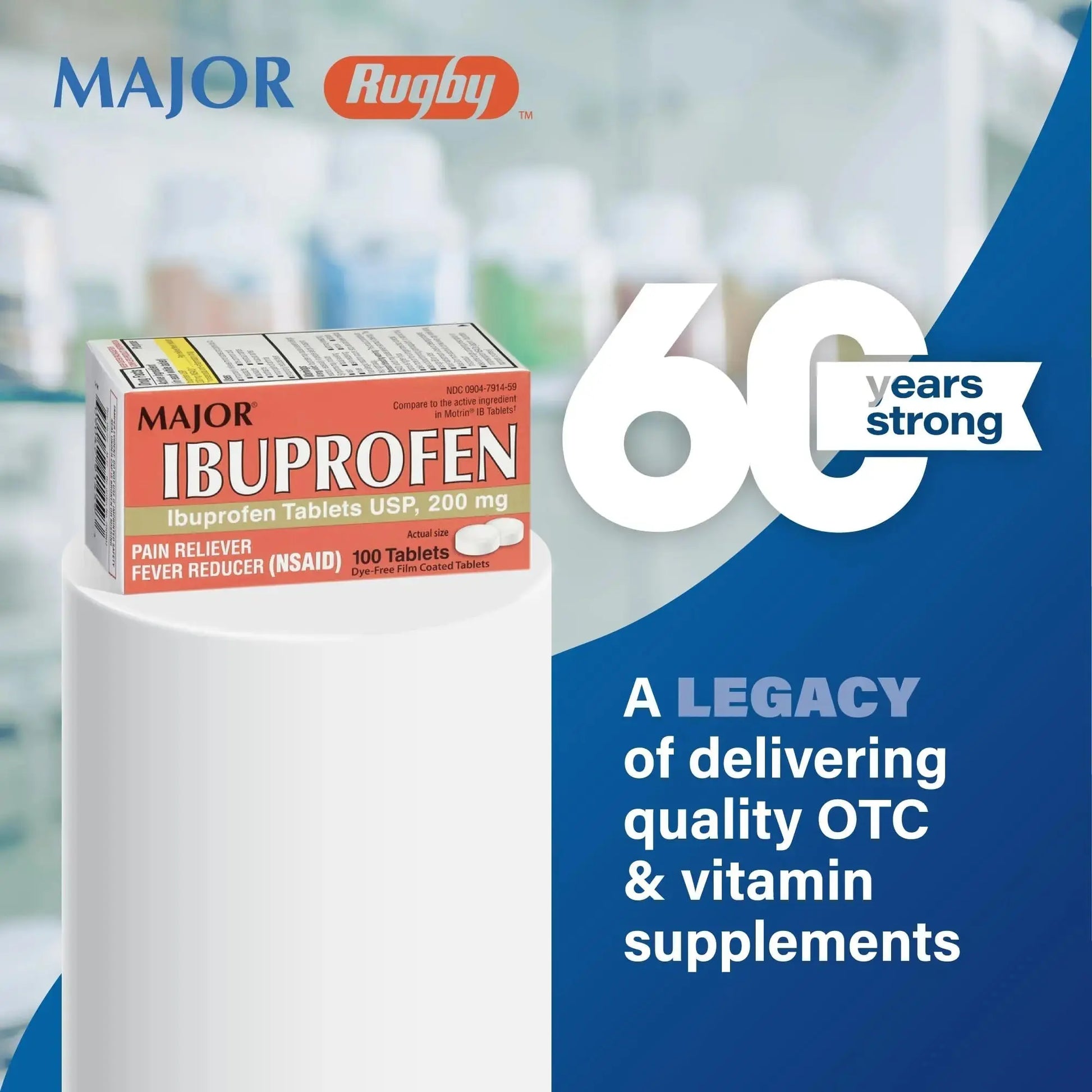 MAJOR Dye-Free Ibuprofen Tablets 200 mg - Helps Temporarily Reduce Fevers - Offers Pain Relief - 100 Tablets (1-Pack) MAJORAu supplements