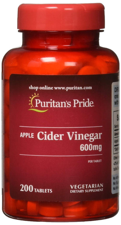 Puritan's Pride Apple Cider Vinegar 600 mg Tablets, 200 Count (Packing May Vary) Puritan's PrideUS supplements