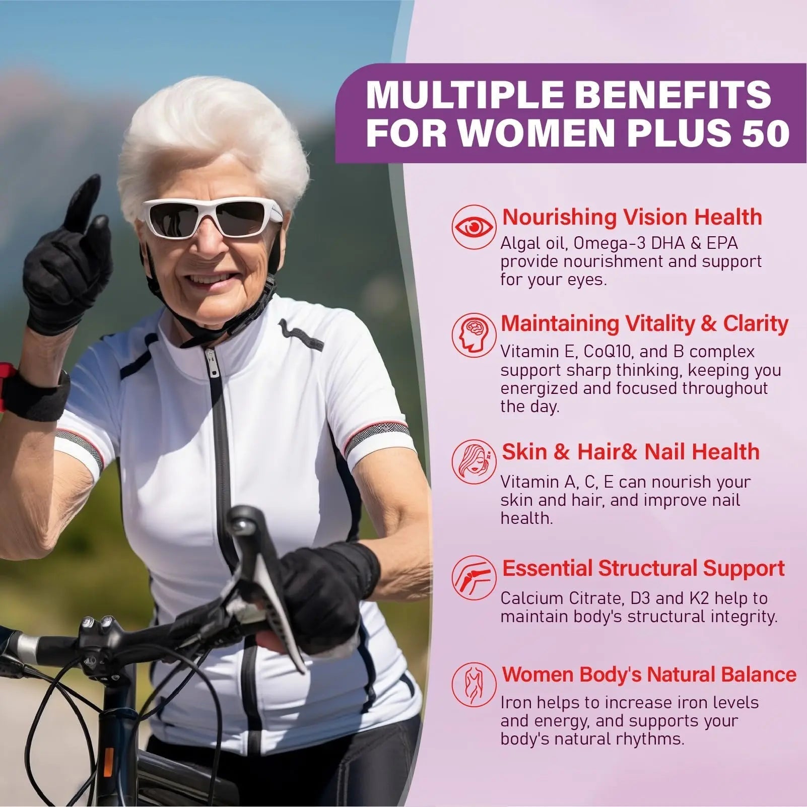 Multivitamin Gummies for Women 50 Plus - with Omega 3, Coenzyme Q10, Iron, Calcium, Zinc, Vitamin A, C, D3, E, K2, B Complex, Folate TcemundryAu supplements