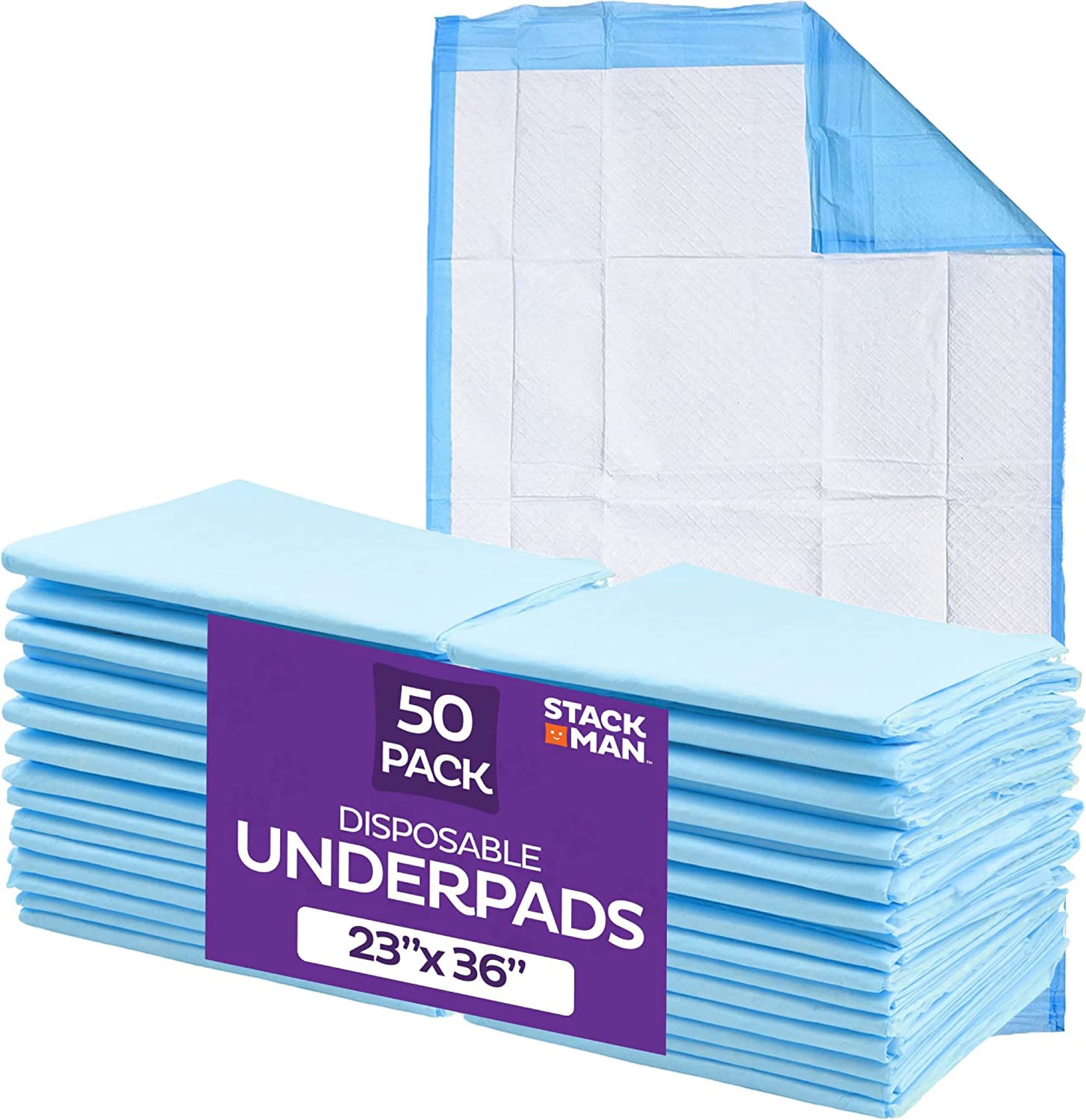 Chucks Pads Disposable [50-Pack] Underpads 23x36 Incontinence Chux Stack ManUS supplements