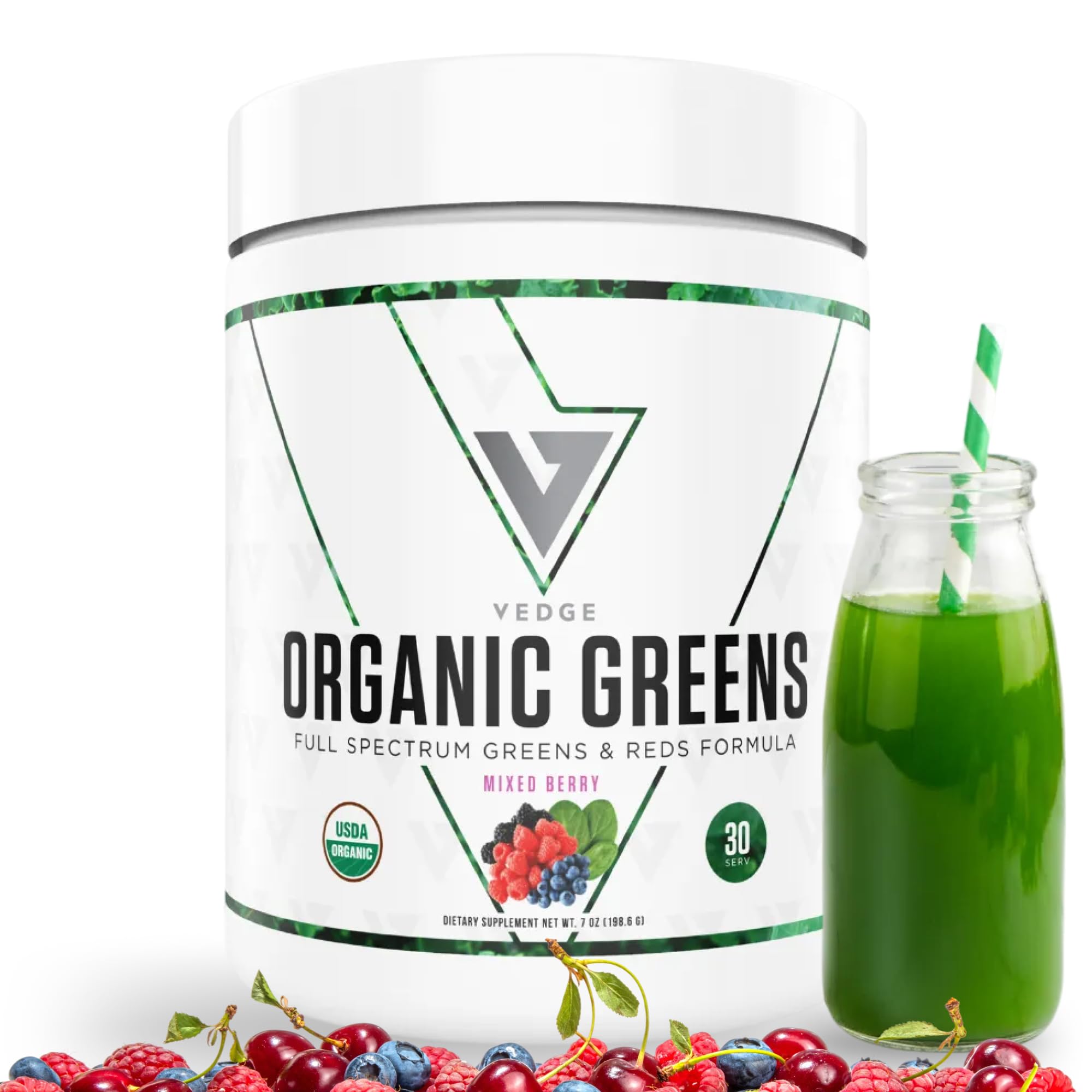 VEDGE Nutrition Organic Greens - Vegan Plant-Based Greens Superfood Powder - Drink Mix for Energy, Antioxidants & Recovery - Full Spectrum Greens for Athletes - 30 Servings - Mixed Berry Flavor VEDGEAu supplements