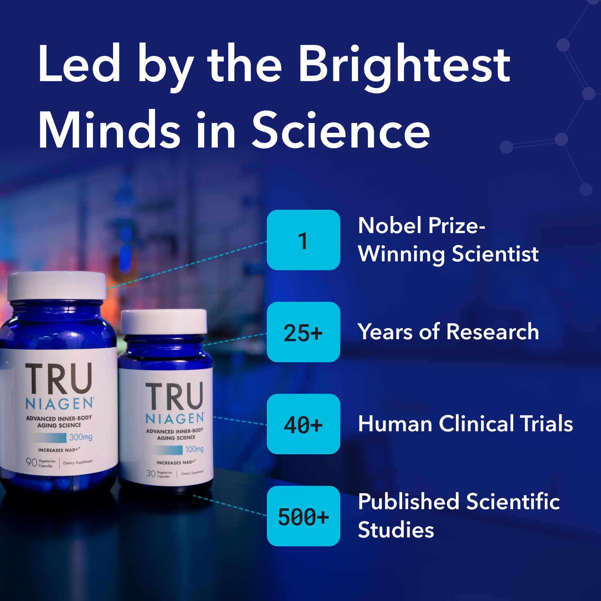 TRU NIAGEN Patented NAD Supplement for Brain Function, Anti Aging & Cell Regeneration, 300mg Niagen, 30 Servings | Supports Cellular Energy, Muscle | Nicotinamide Riboside (NR) Take 1 Daily | 2 Bottle TRU NIAGENUS supplements