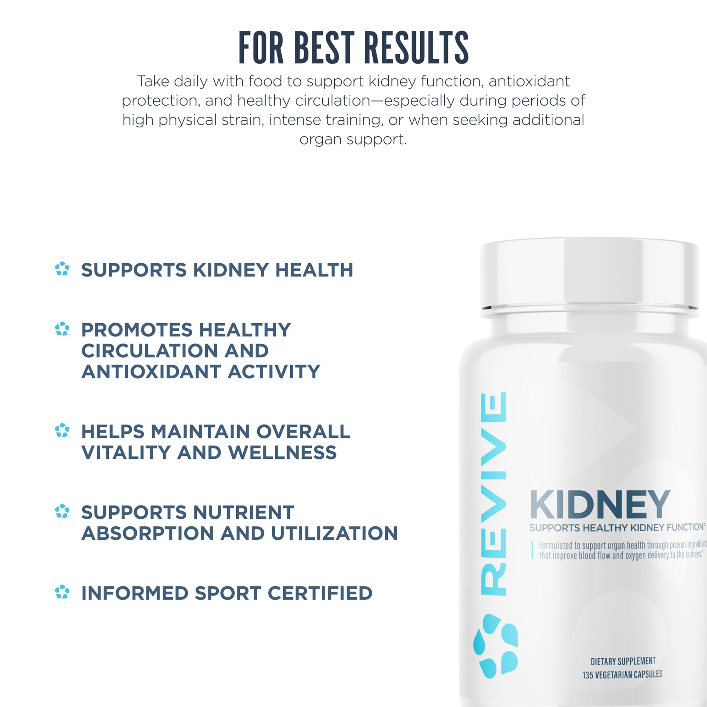 Revive MD Kidney Support Supplement for Men & Women – Kidney Cleanse & Detox Capsules for Overall Health & Function – Vegan-Friendly, Gluten-Free & Soy-Free (135 Vegetarian Capsules, 45 Servings) ReviveAu supplements