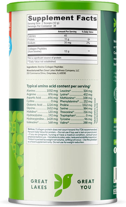 Great Lakes Gelatin Collagen Hydrolysate 454g (UK/EU Compliant can) (3) Great Lakes GelatinUS supplements