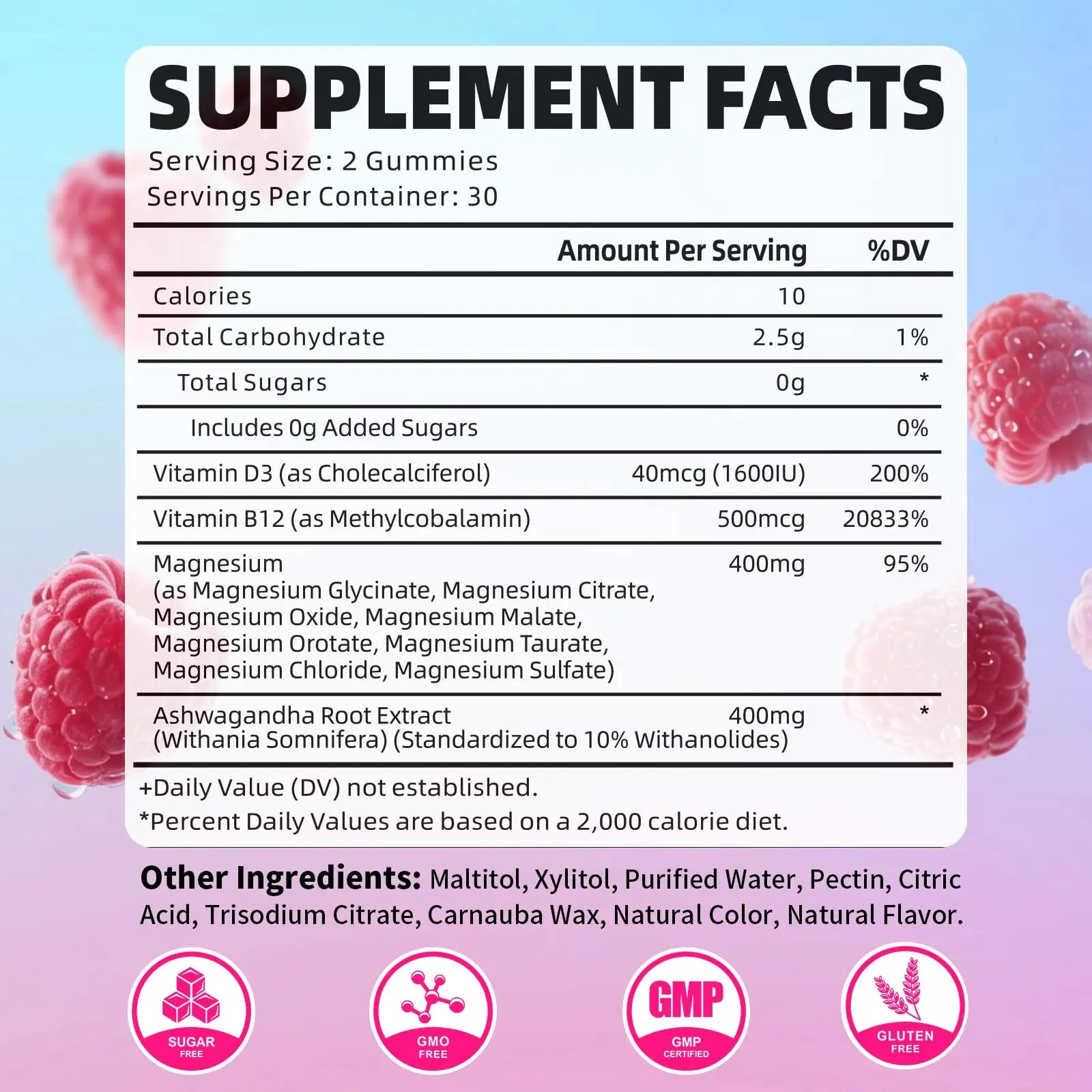 Pack of 2 Magnesium Complex Gummies 400mg, Magnesium Glycinate, Malate, Citrate, Taurate, Oxide & More | w/Ashwagandha Extract, D3 & B12 for Calm, Zzz, Relaxation, Raspberry Flavor, 120 Count YUULAInz supplements