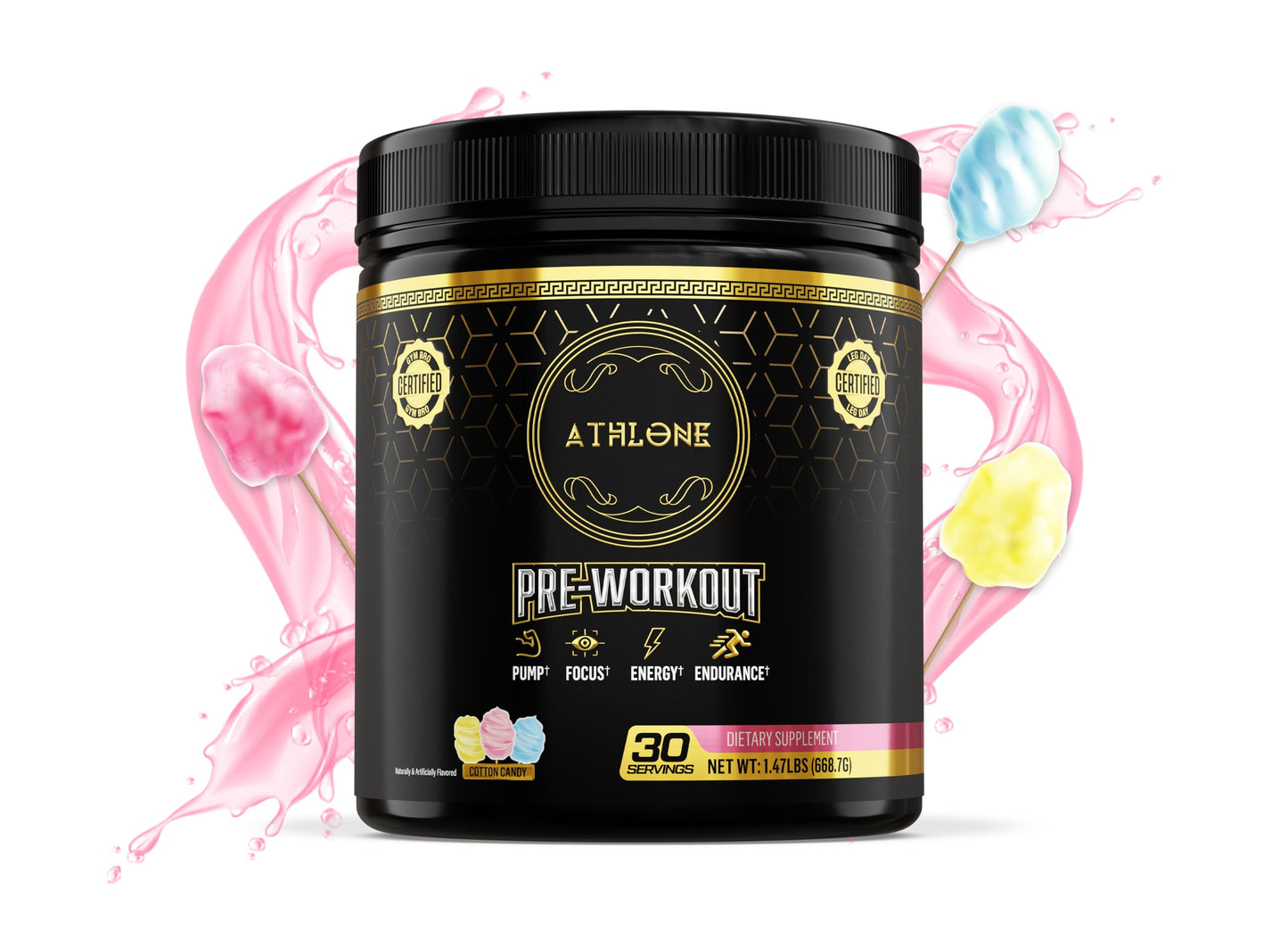 Athlone Pre-Workout Powder Cotton Candy Performance Blend- Supplement - Energy AthloneUS supplements
