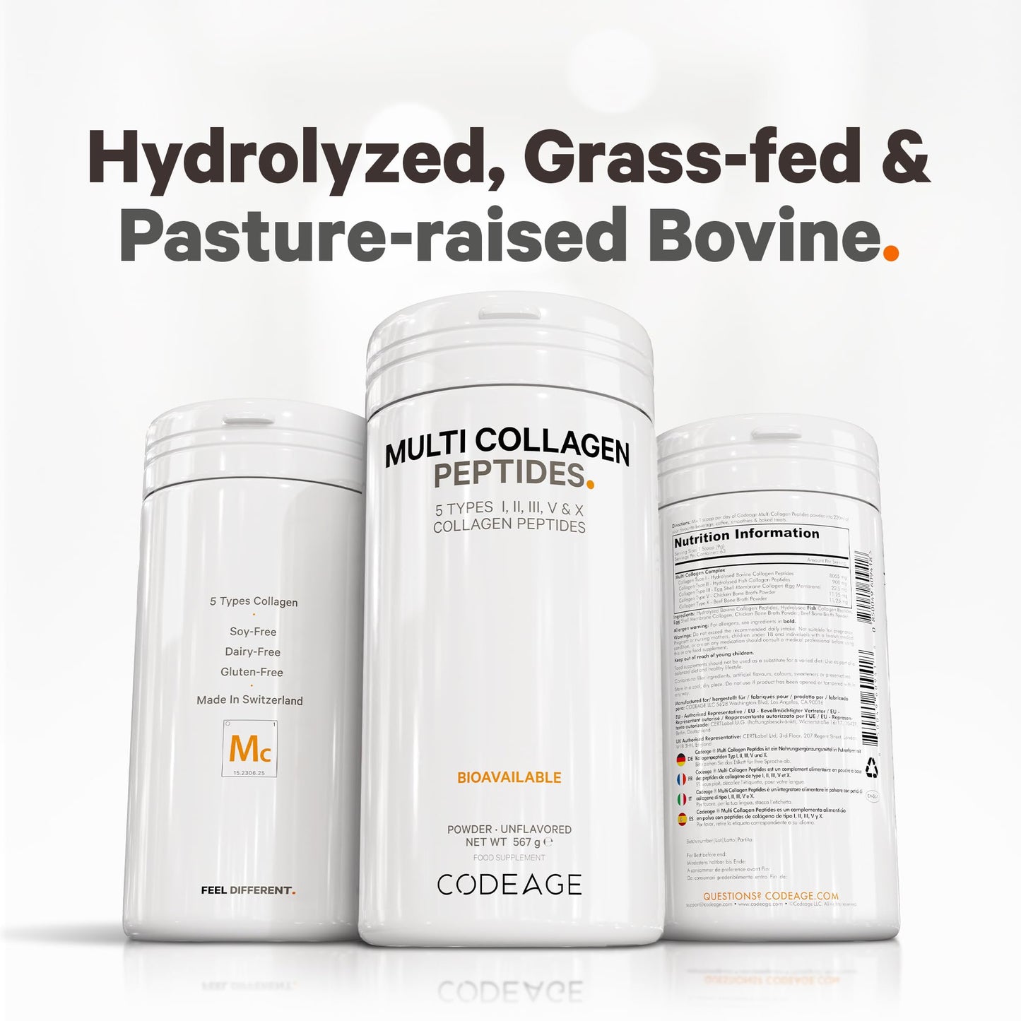 Codeage Multi Collagen Protein Powder Peptides, 2-Month Supply, Hydrolyzed, Type I, II, III, V, X Grass Fed CodeageUS supplements