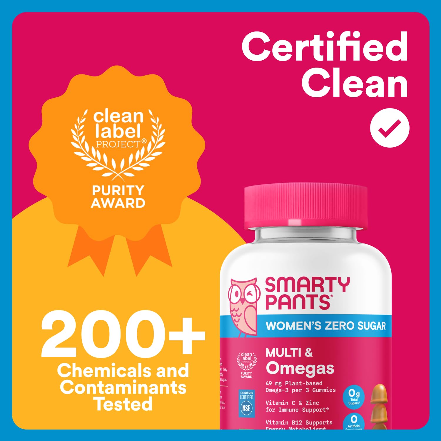 SmartyPants Zero Sugar Women’s Multivitamin Gummies: Biotin, Methylfolate, Omega 3 (ALA), Vitamin D3, C, Vitamin B12, B6, A, K, Zinc, Inositol SmartyPantsUS supplements