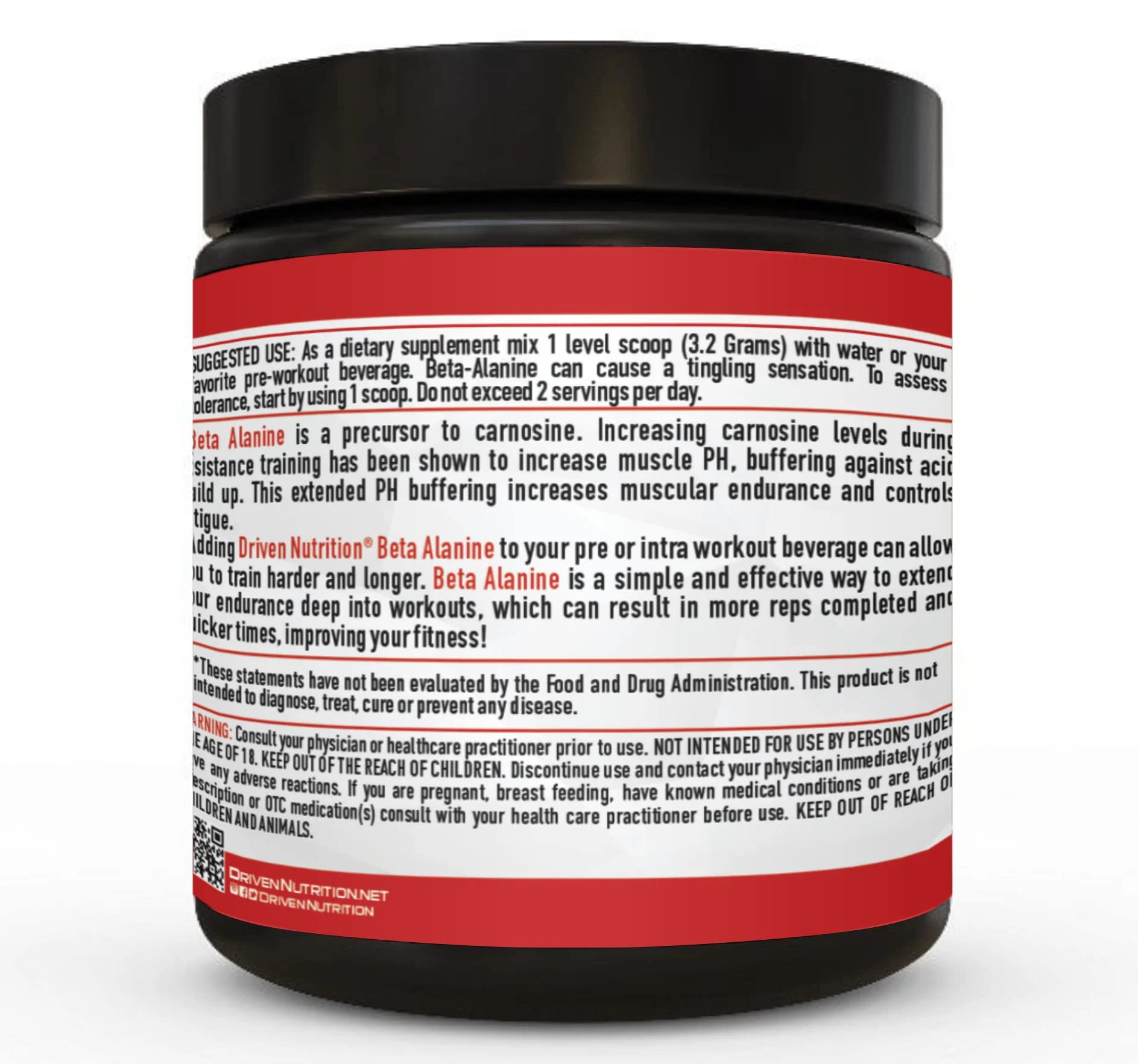 Driven Nutrition Beta Alanine, Unflavored - Preworkout Carnosine Booster for Physical Driven NutritionAu supplements