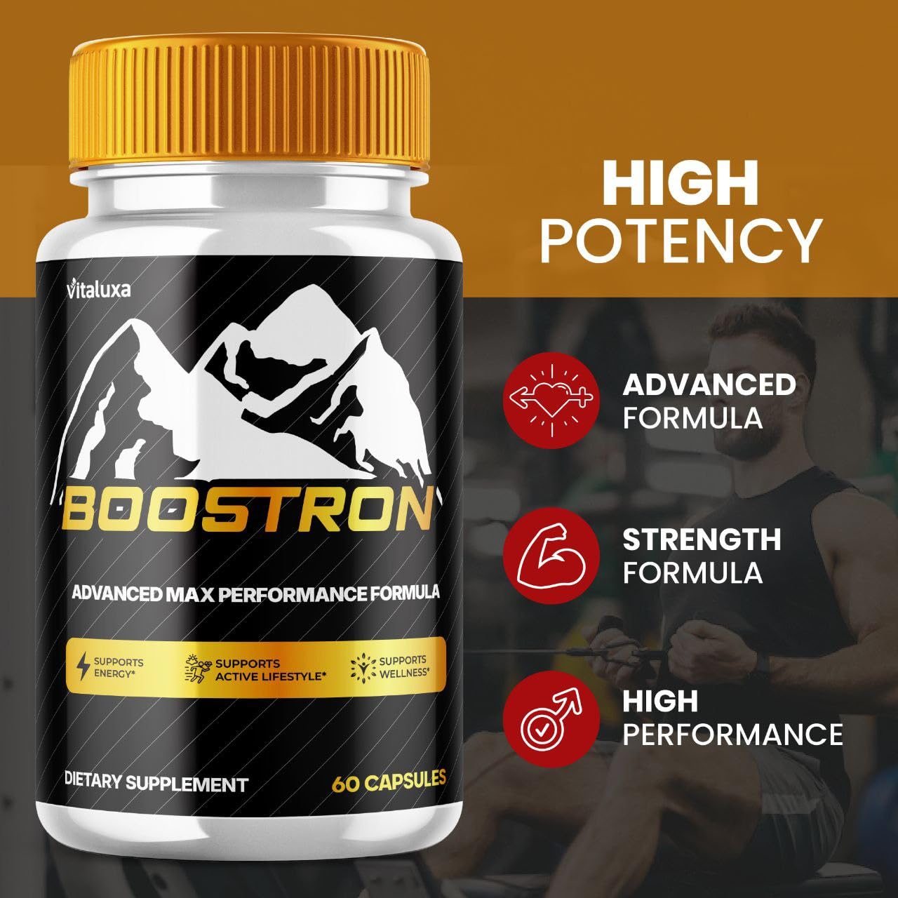 Boostron Capsules, Boostron Supplement Pills - Boostrom Maximum Strength Performance Blend Premium Advanced Formula All Natural Ingredients for Advanced Health Vitamin Support Reviews (60 Capsules) VitaluxaAu supplements