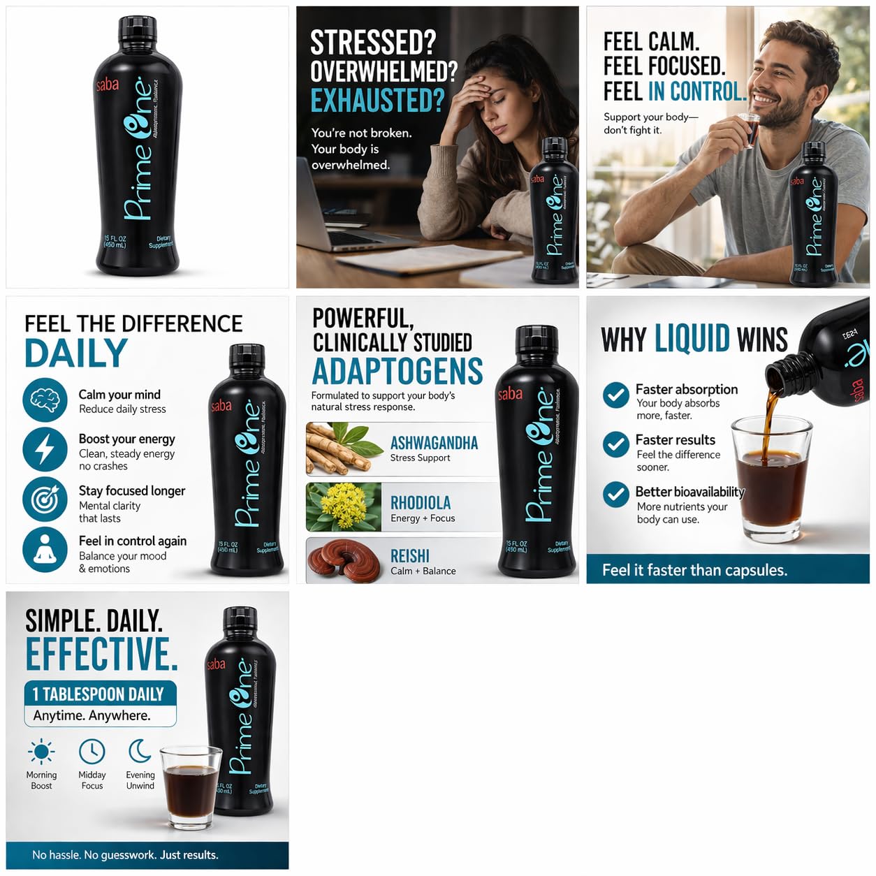 HerbFuse Ashwagandha Liquid Shots – Stress Relief Supplement for Calm Mood & Energy Support – Adaptogen Formula with Rhodiola, Reishi & Ginseng – Fast Absorption – 30 Servings – Saba Prime One HerbFuseAu supplements