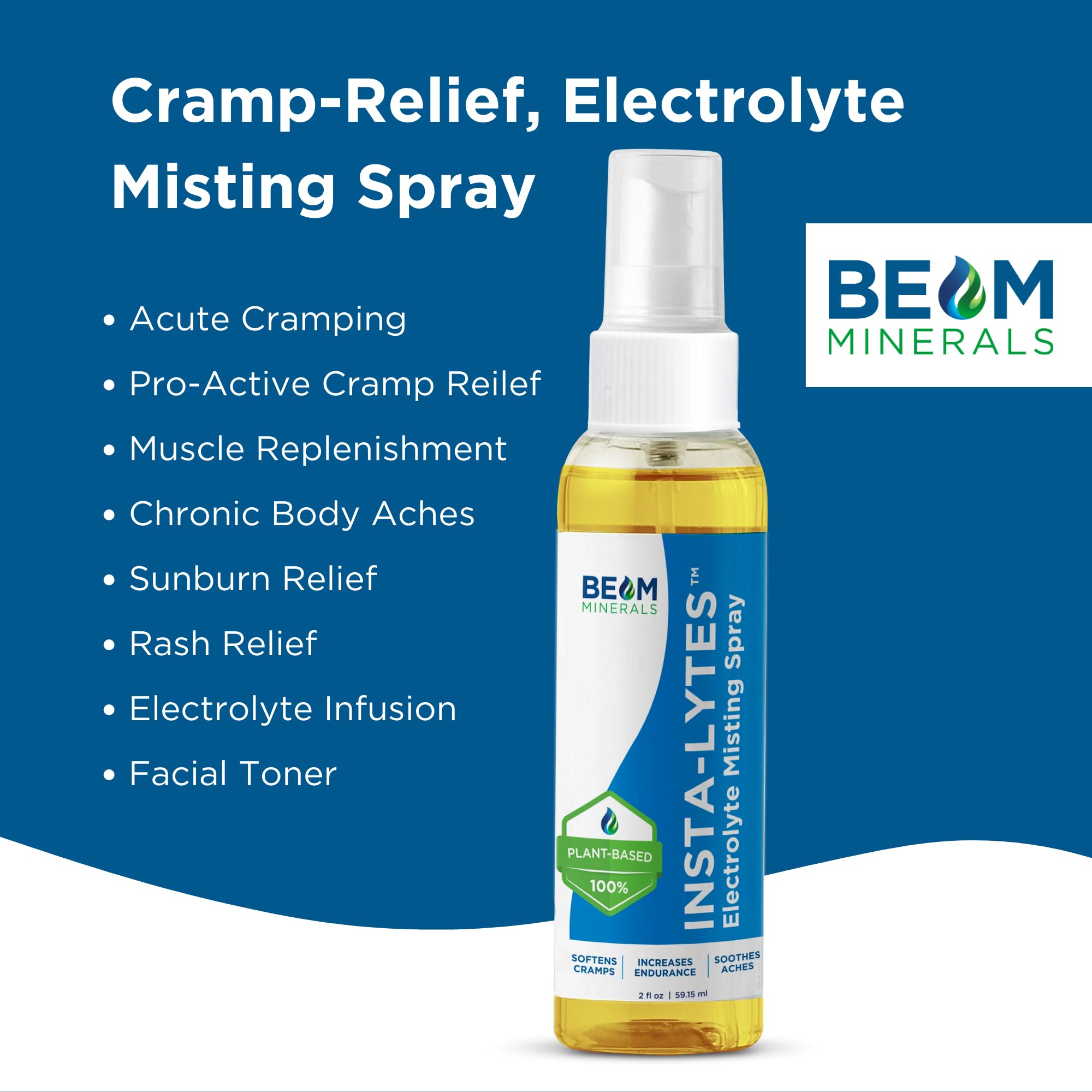 BEAM MINERALS Insta-Lytes | How to Stop Leg Cramps Immediately Electrolyte Misting Spray | Fulvic Acid Trace Minerals | Fast Micronutrients Supplements | 2 fl Oz BEAM MINERALSAu supplements