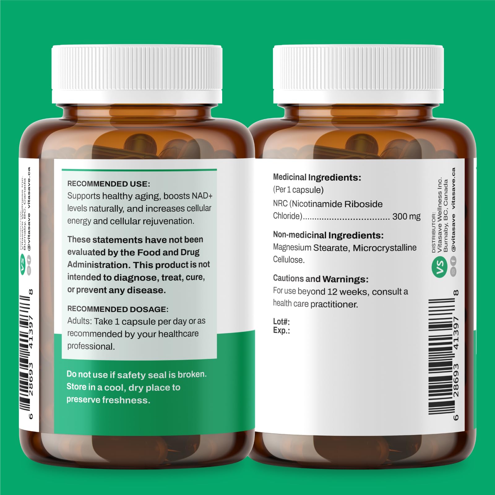 Vitasave NiaMax NAD+ Supplement – 300mg Niacinamide Riboside per Capsule – High-Potency NAD+ Precursor for Energy, Healthy Aging & Metabolic Function – Vegan, Non-GMO, Gluten-Free (30 Capsules) VitasaveAu supplements