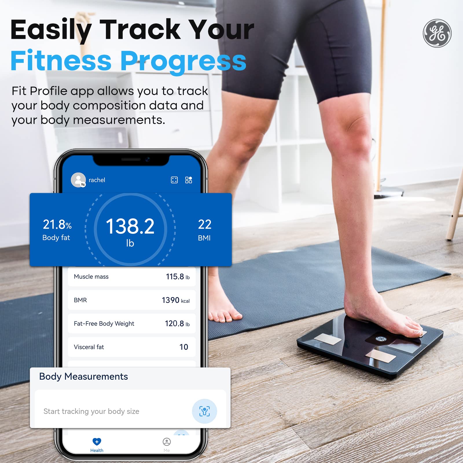 GE Smart Scale for Body Weight and Fat Percentage with All-in-one LCD Display GEUS supplements