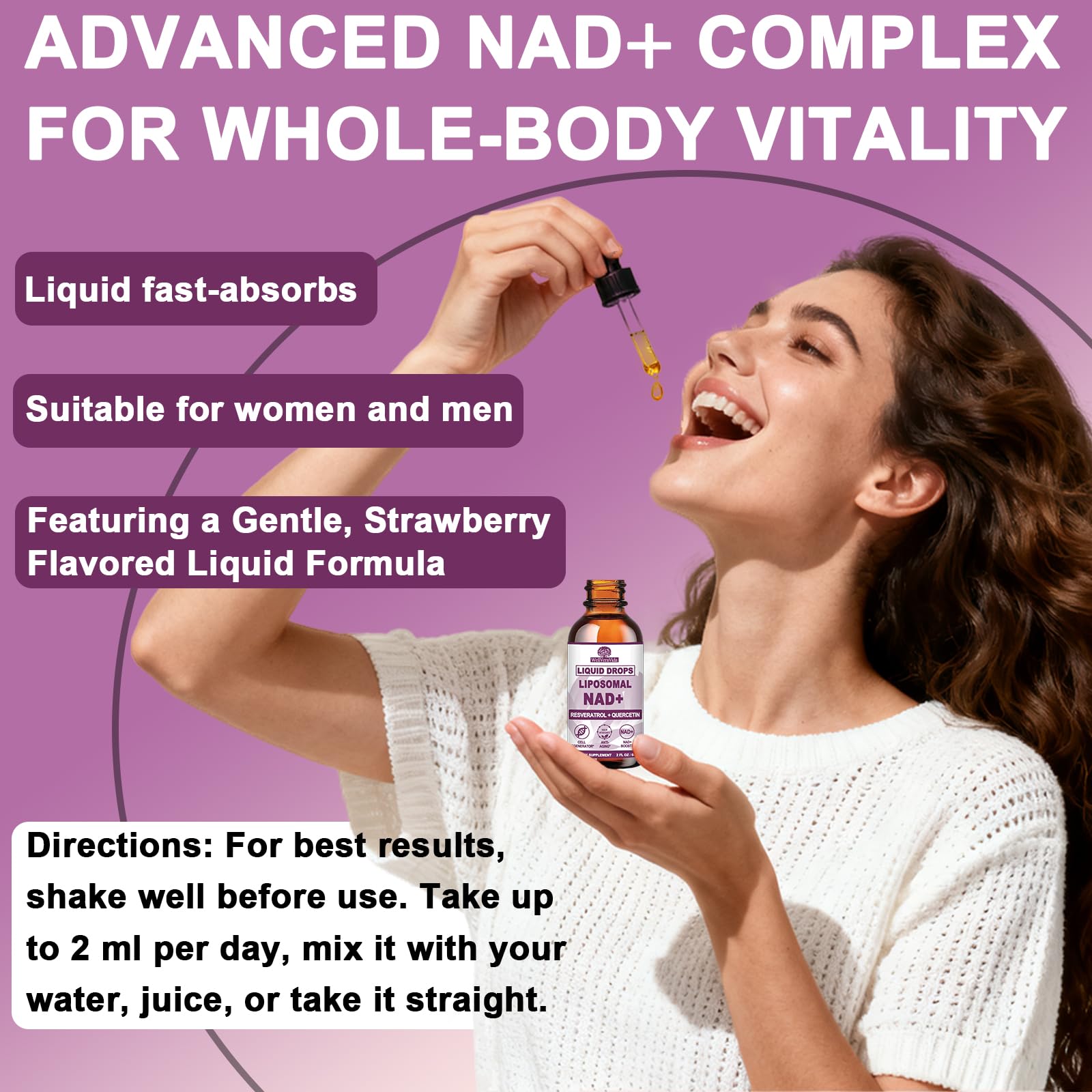 NAD+ Supplements for Men & Women, Extra Strength NMN Alternative Liposomal Nad⁺ Supplement with Resveratrol Quercetin for Cellular Energy & NAD+ Levels, Fast Absorption Liquid NAD Plus丨NON-GMO, 2Fl Oz WellVeraVidaAu supplements