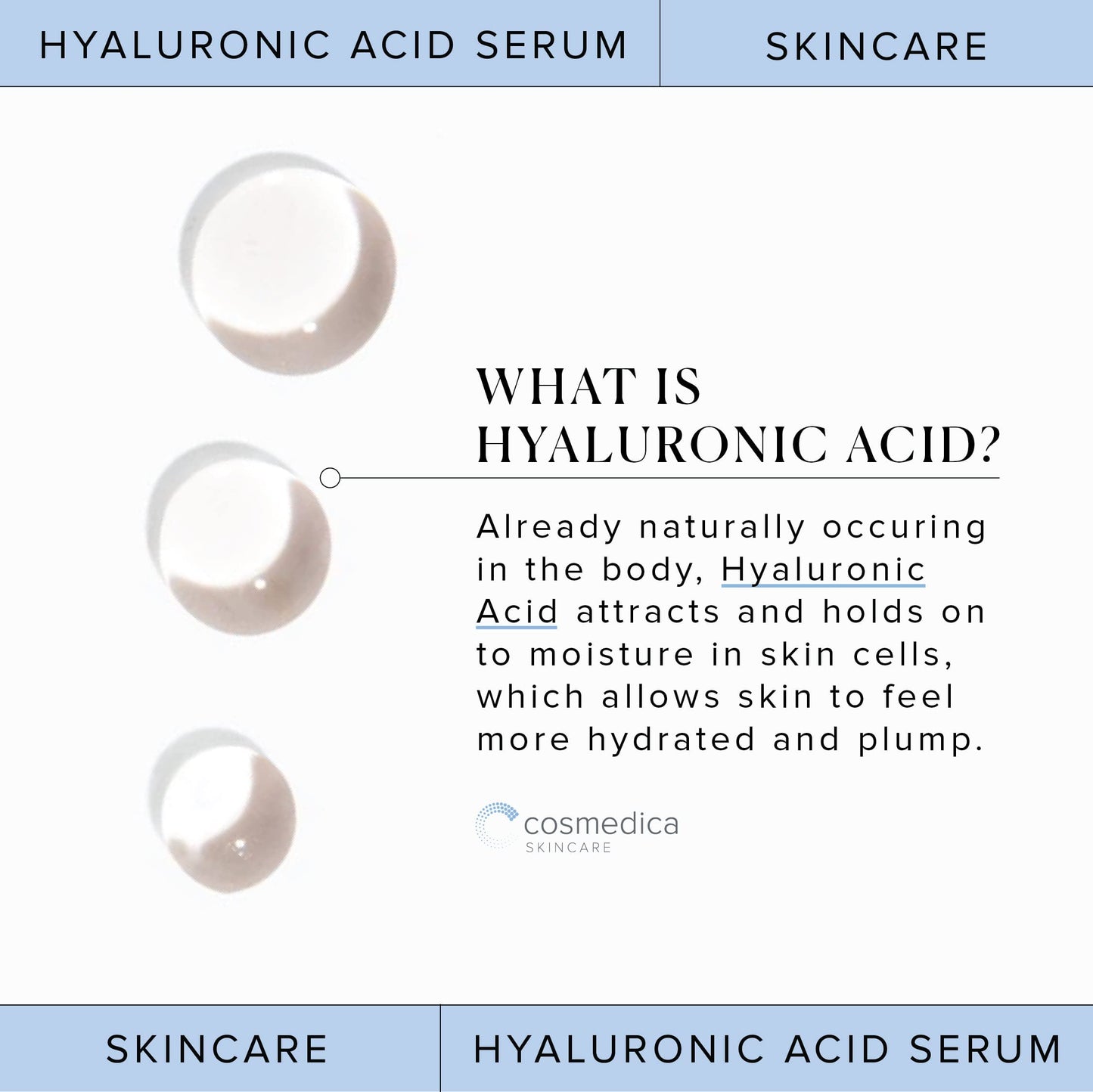 Hyaluronic Acid Serum for Skin 100% Pure Anti Aging Serum Intense Hydration Cosmedica SkincareUS supplements