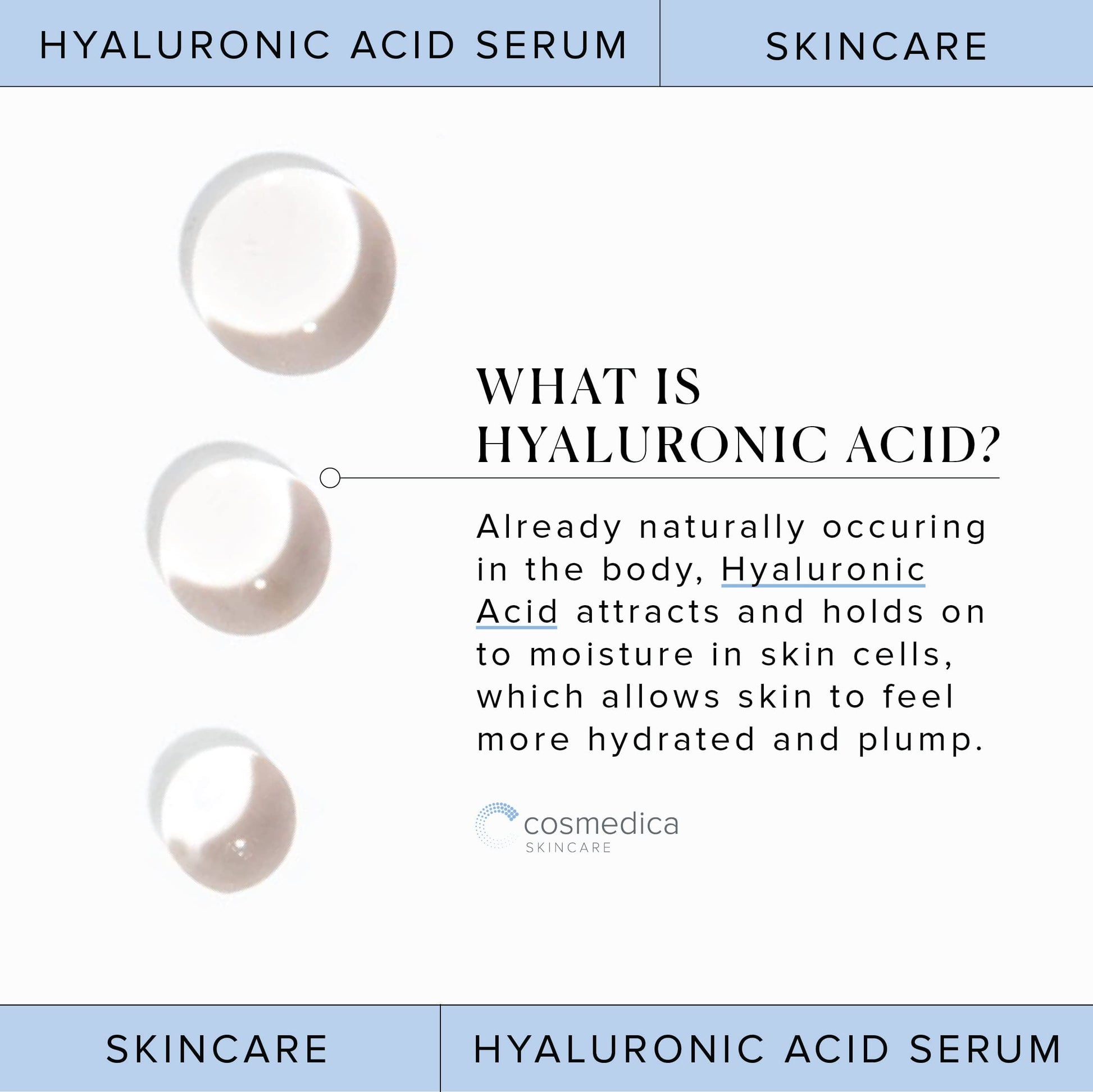 Hyaluronic Acid Serum for Skin 100% Pure Anti Aging Serum Intense Hydration Cosmedica SkincareUS supplements