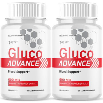 (2 Pack) Gluco Advance Capsules, Official GlucoAdvance Supplement Pills with All Natural Ingredients, Advanced Formula Supplement with Maximum Strength Support Vitamins for Women & Men (120 Capsules) SyvorAu supplements