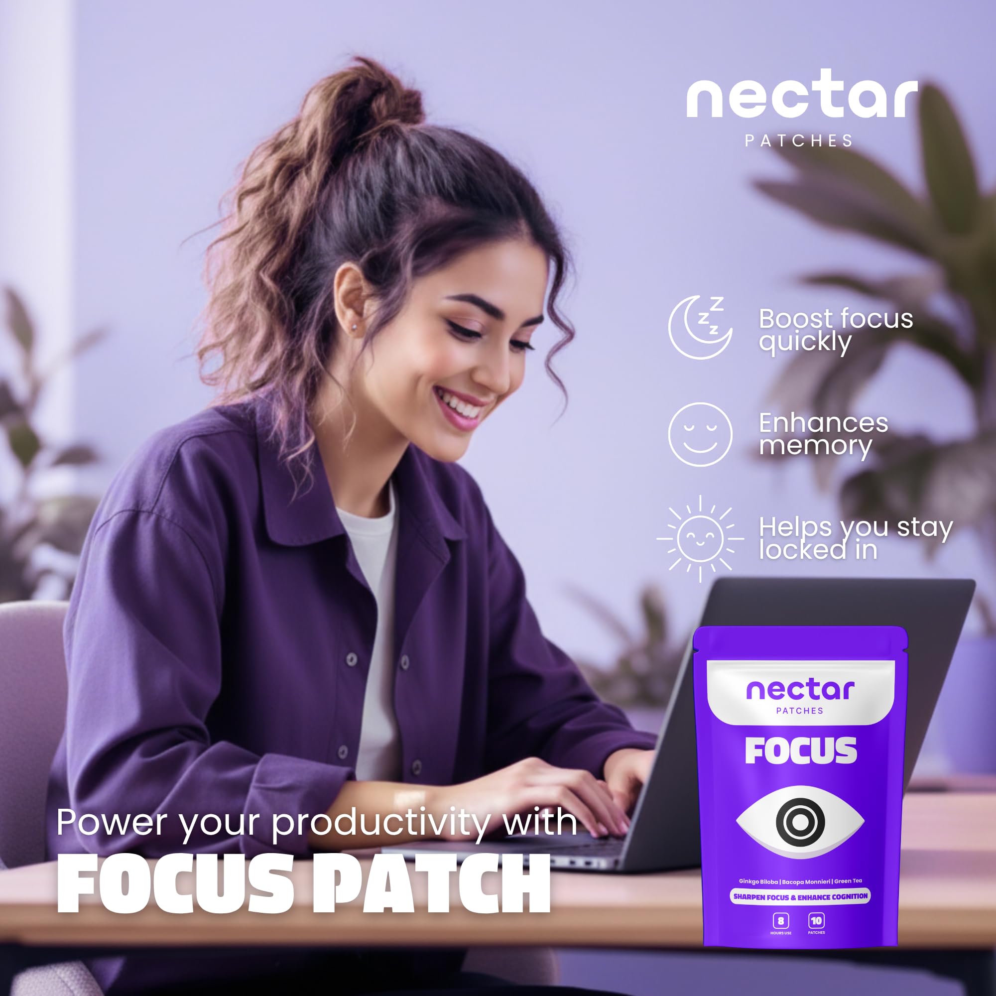 Nectar Focus Patches | Natural Cognitive Support with Ginkgo Biloba, Bacopa & Magnesium for Memory – Mental Clarity Neuro Patches for Work, Study – Clean Plant-Based Nootropic Alternative | 30 Count Nectar PatchesAu supplements