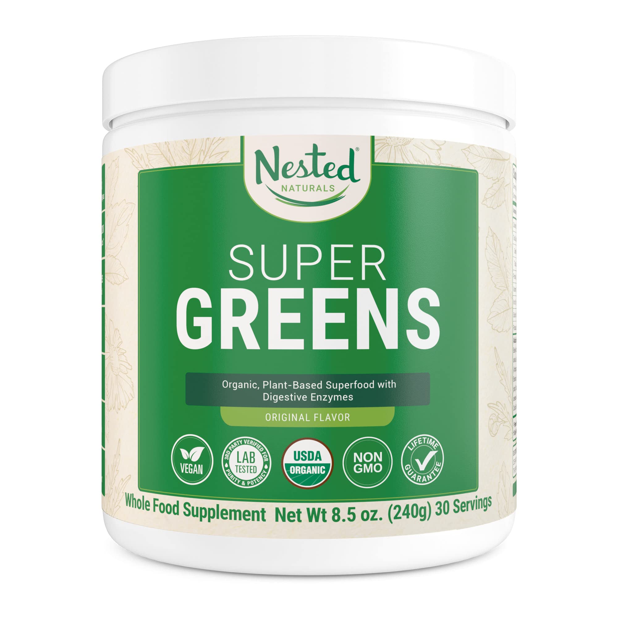 Super Greens Daily Greens Superfood Powder - Certified USDA Organic Green Powder Nested NaturalsAu supplements