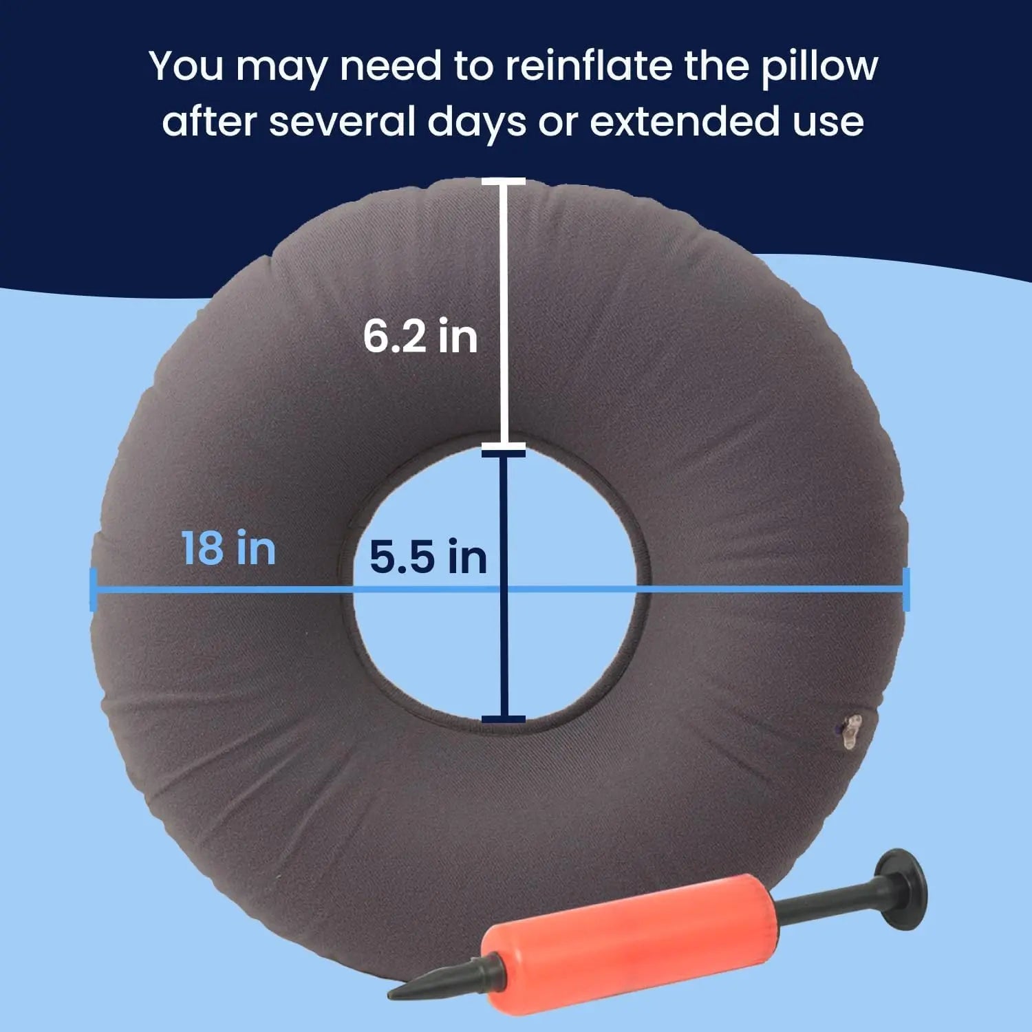 Dr. Frederick’s Original Inflatable Donut Pillow - 18" Seat Cushion for Tailbone Pain, Hemorrhoids & Bed Sores – Doctor-Developed for Postpartum, Prostatitis & Travel - Odor-Free, Durable Vinyl - Gray Dr. Frederick's OriginalAu supplements